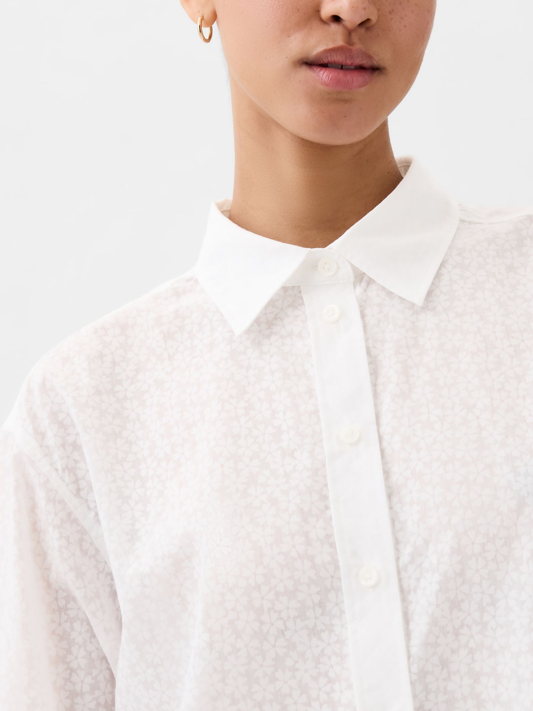White Sheer Floral Oversized Shirt - Image 4 of 4