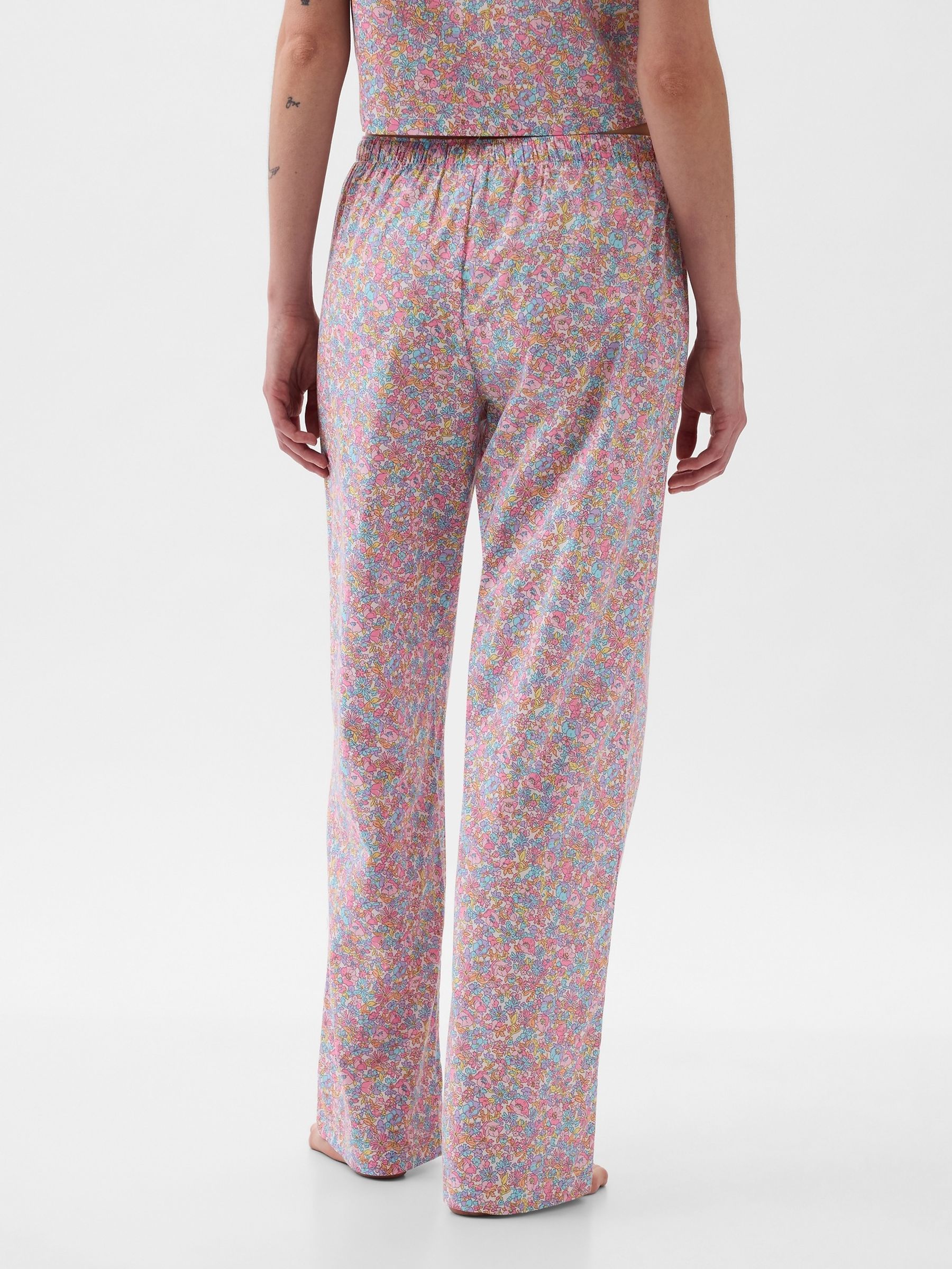 Pink Floral Poplin Stripe Pyjama Trousers - Image 2 of 3