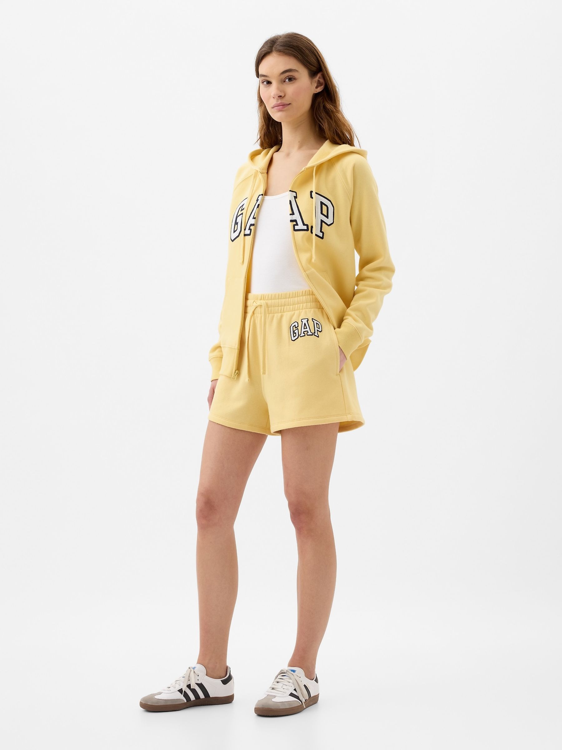Yellow Pull On Logo Jogger Shorts - Image 1 of 3