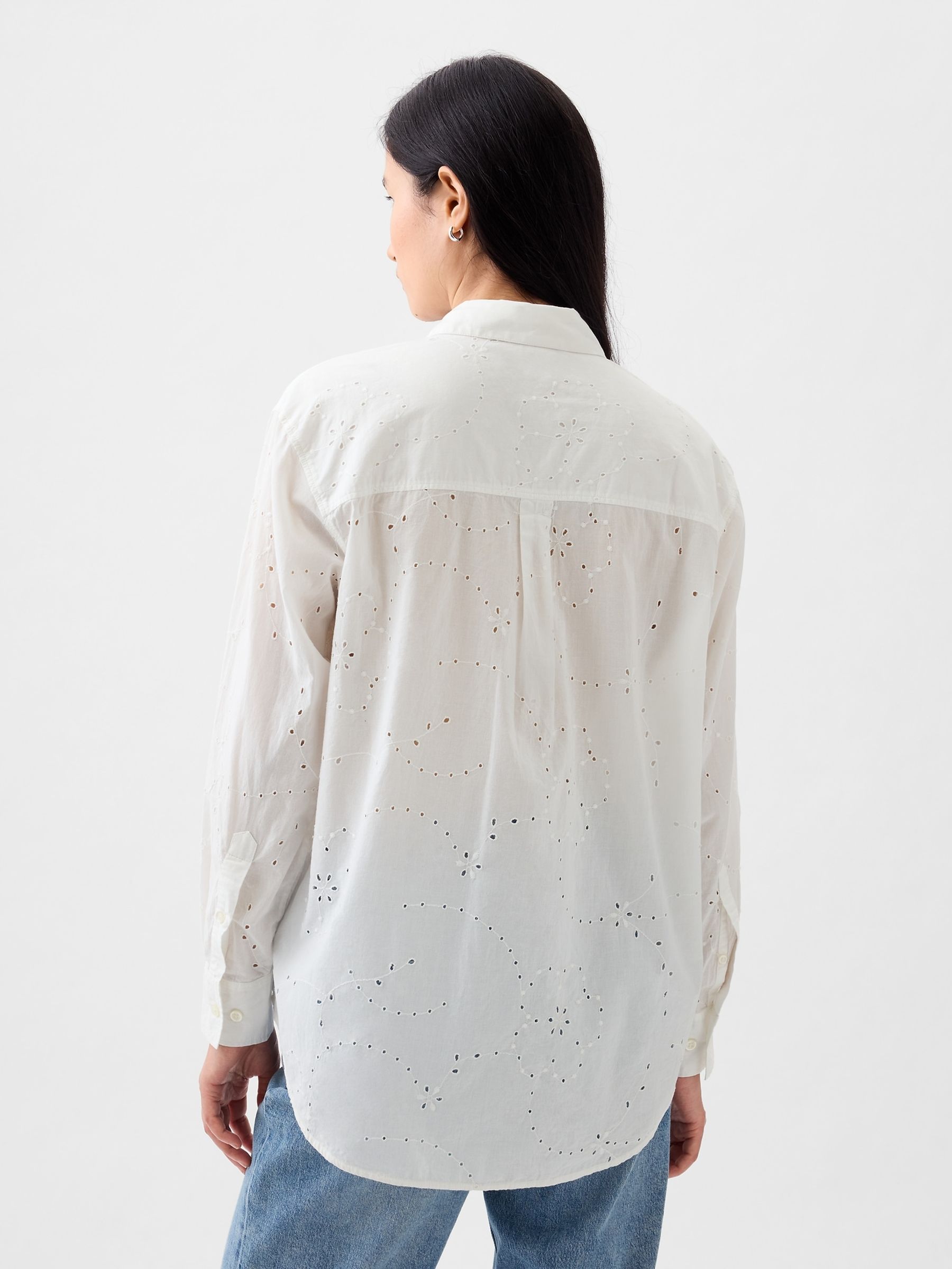 White Eyelet Oversized Shirt - Image 2 of 5