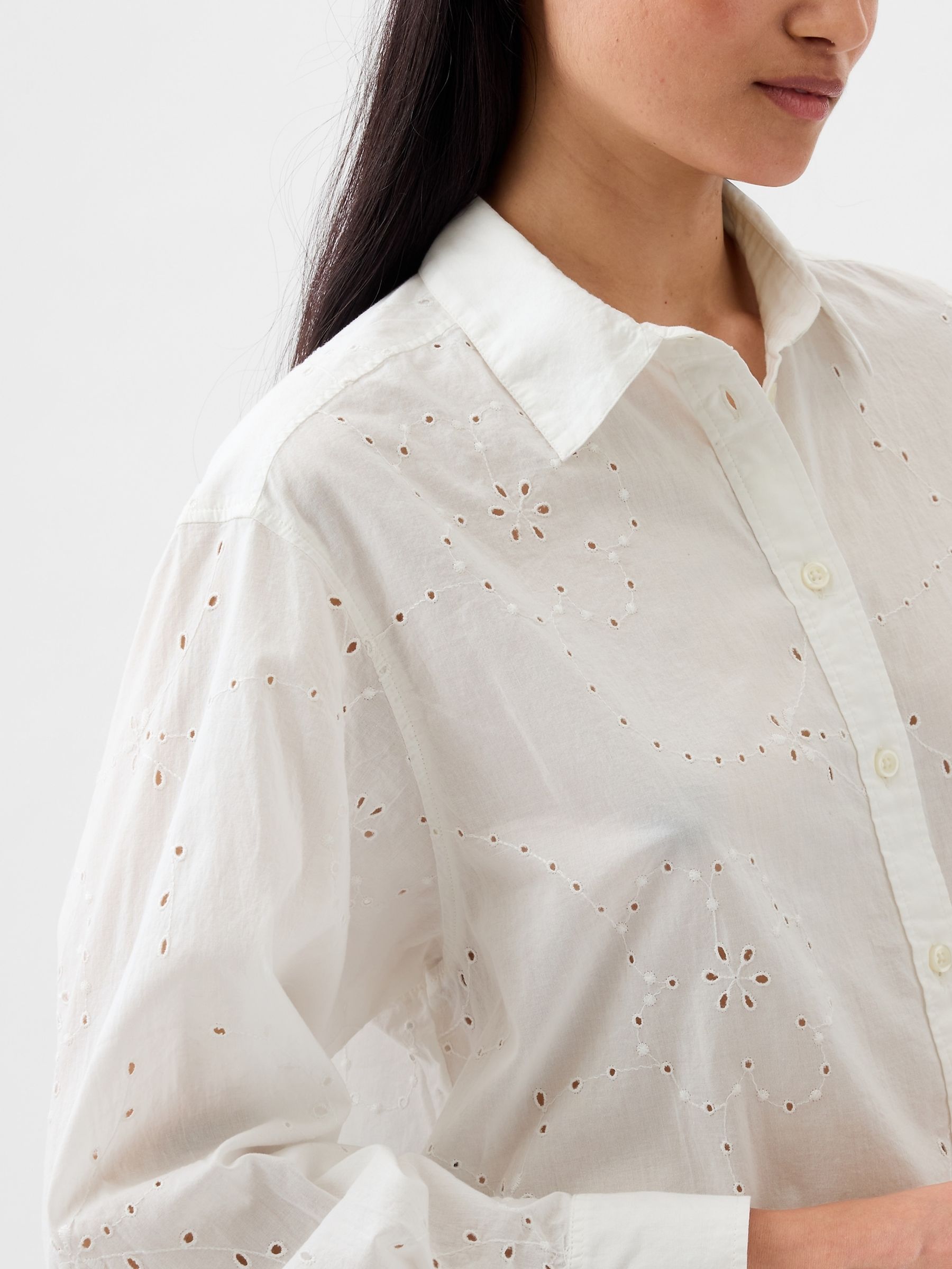 White Eyelet Oversized Shirt - Image 4 of 5