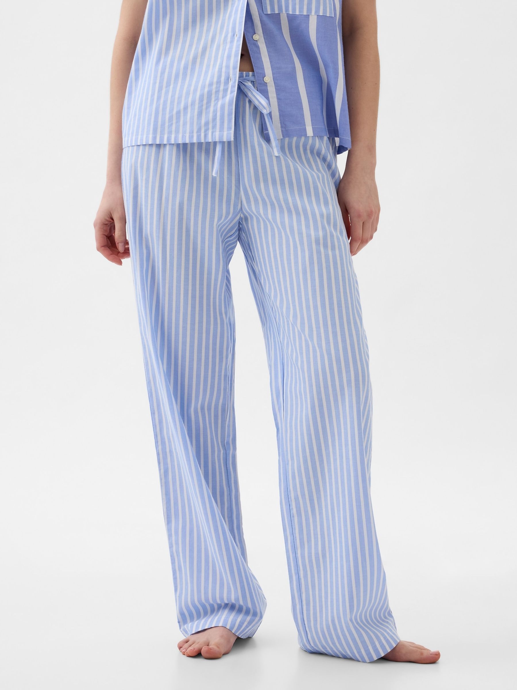 Blue Stripe Poplin Stripe Pyjama Trousers - Image 1 of 3