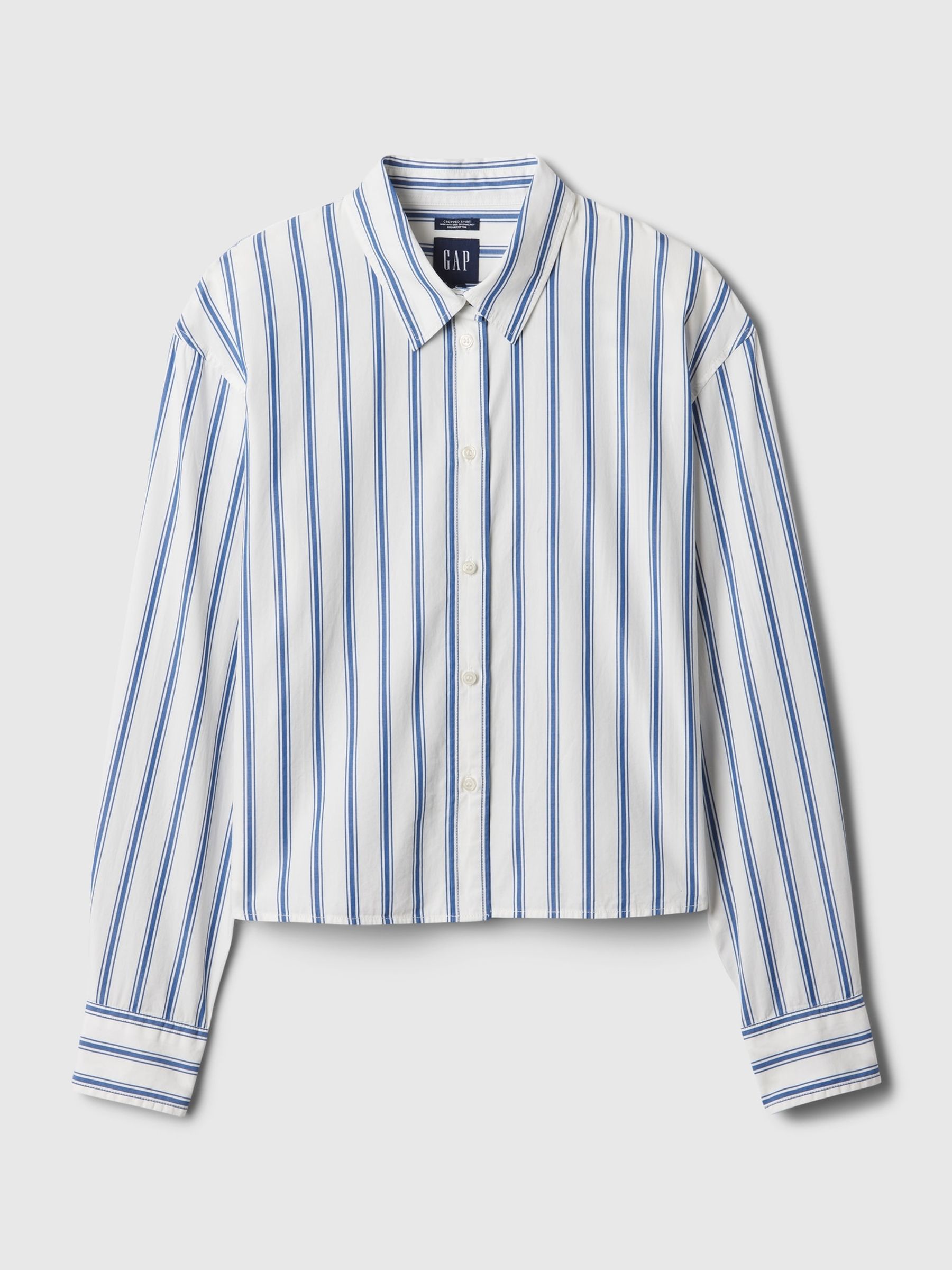 White Organic Cotton Cropped Stripe Shirt - Image 4 of 4
