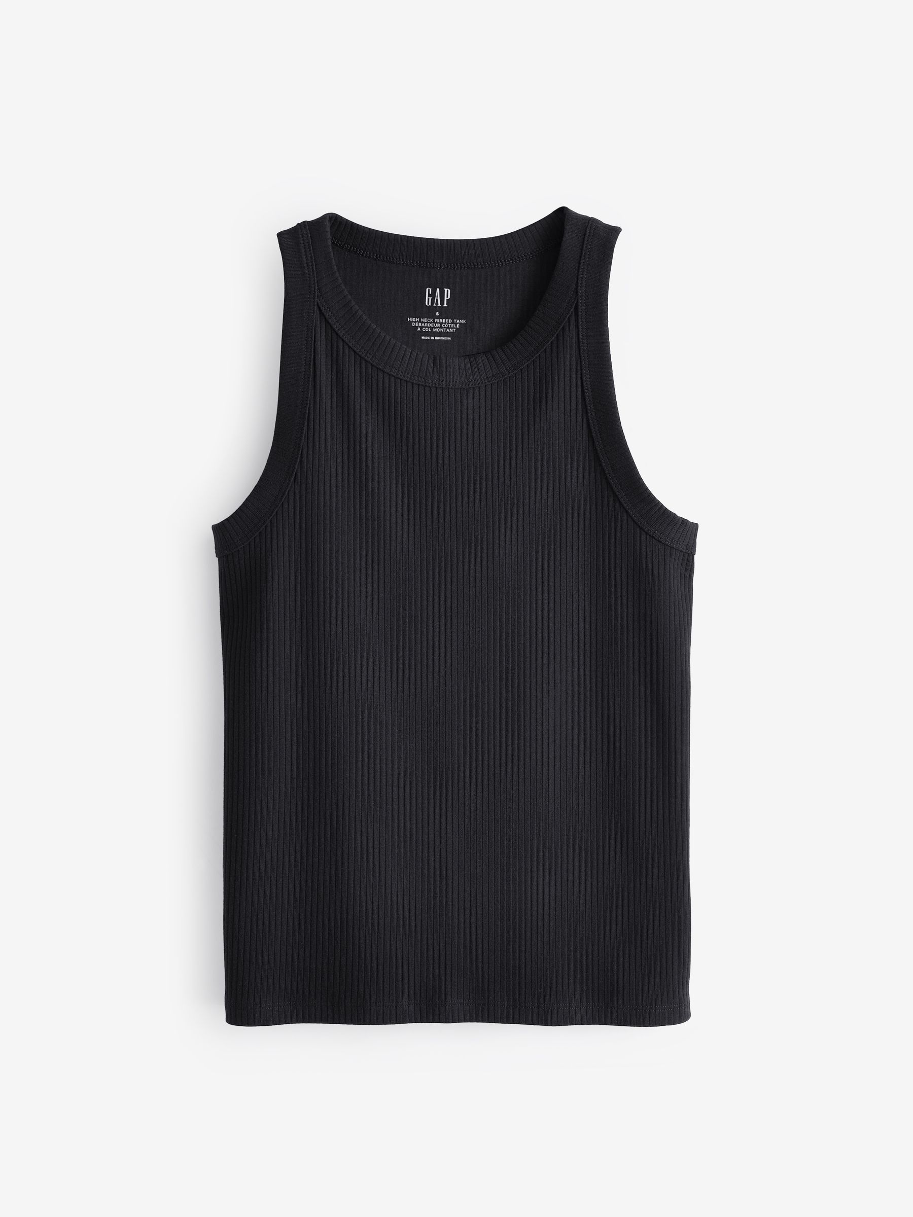 Black Ribbed Racer High Neck Vest Top - Image 2 of 3