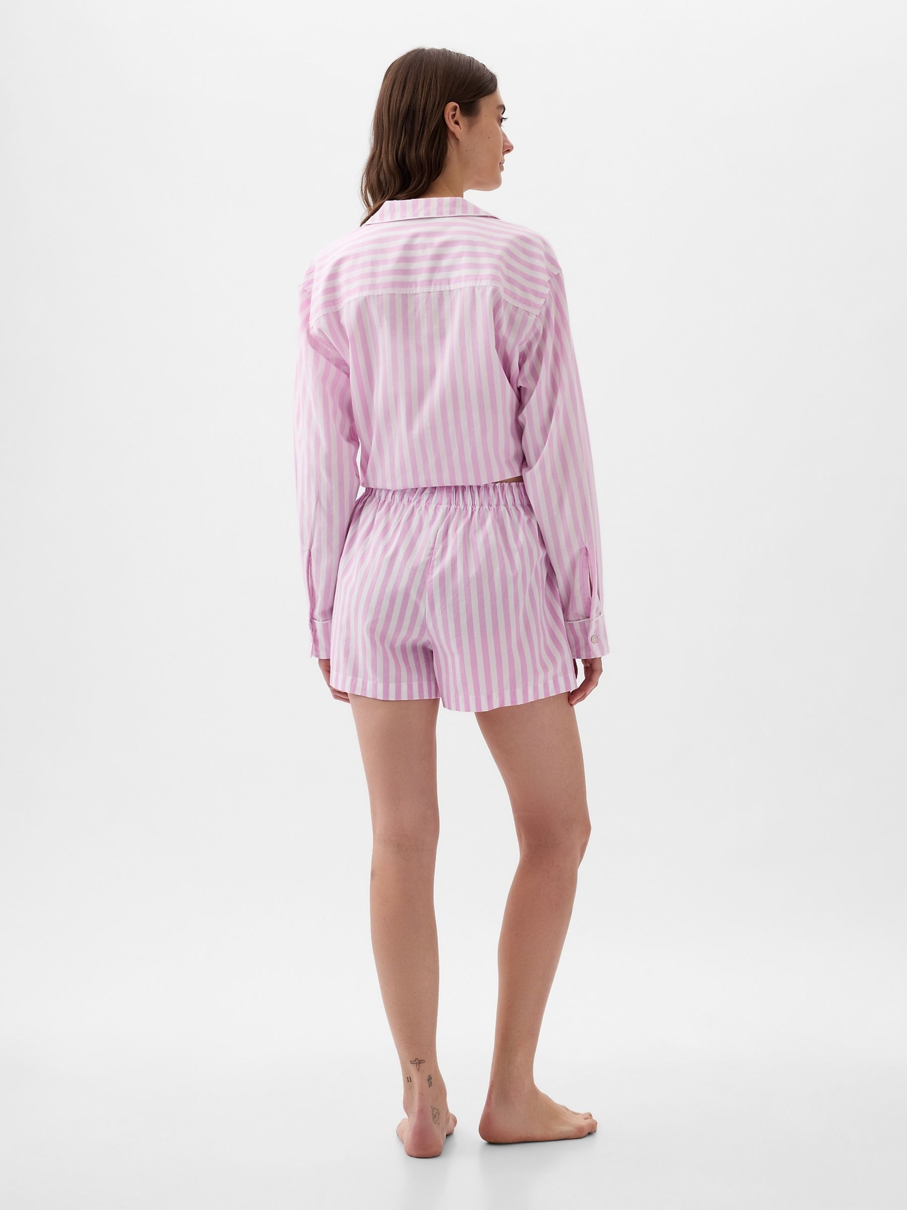 Pink Stripe Poplin Pyjama Shorts - Image 2 of 3