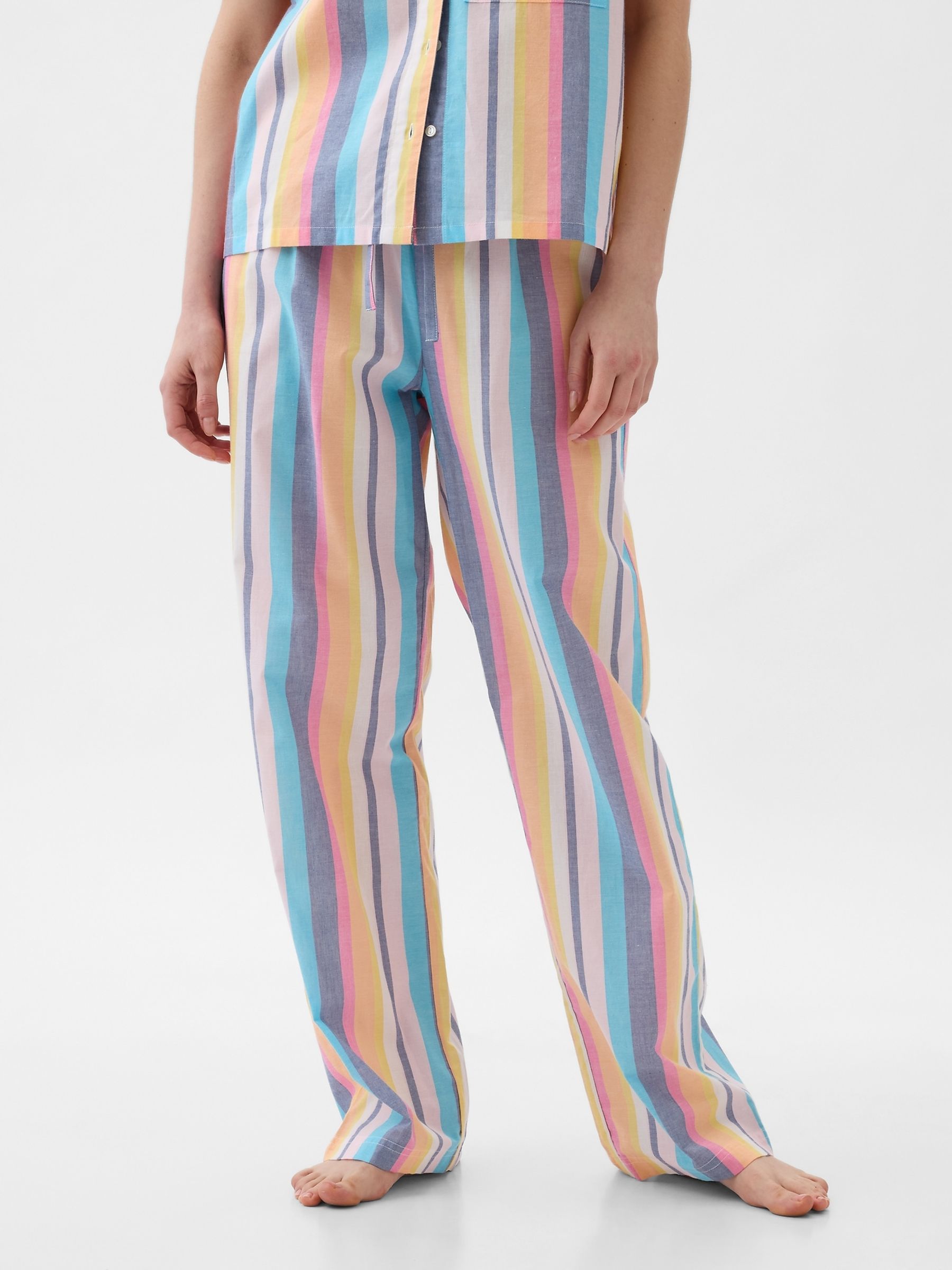 Multi Stripe Poplin Stripe Pyjama Trousers - Image 1 of 3