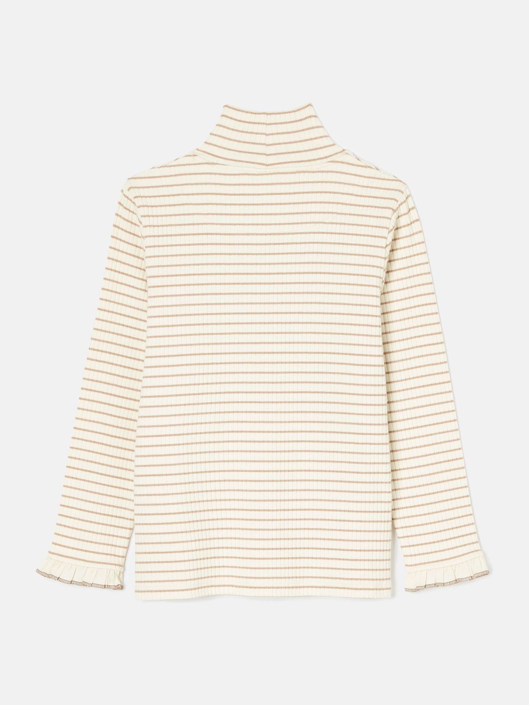 Faye Cream Stripe High Neck Rib Top - Image 2 of 4
