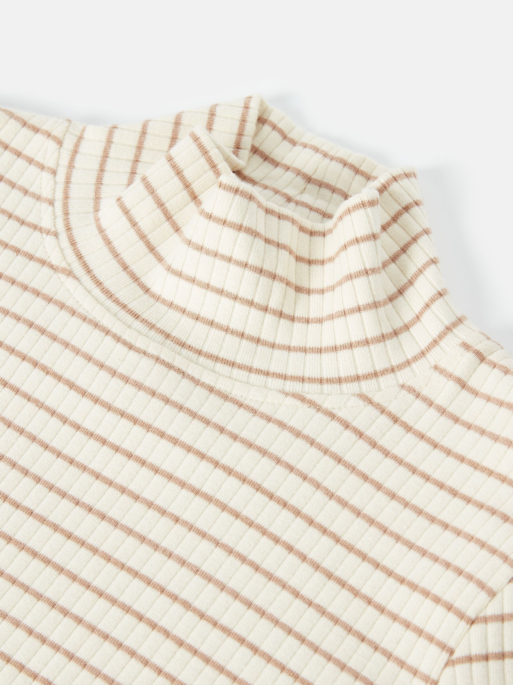Faye Cream Stripe High Neck Rib Top - Image 3 of 4