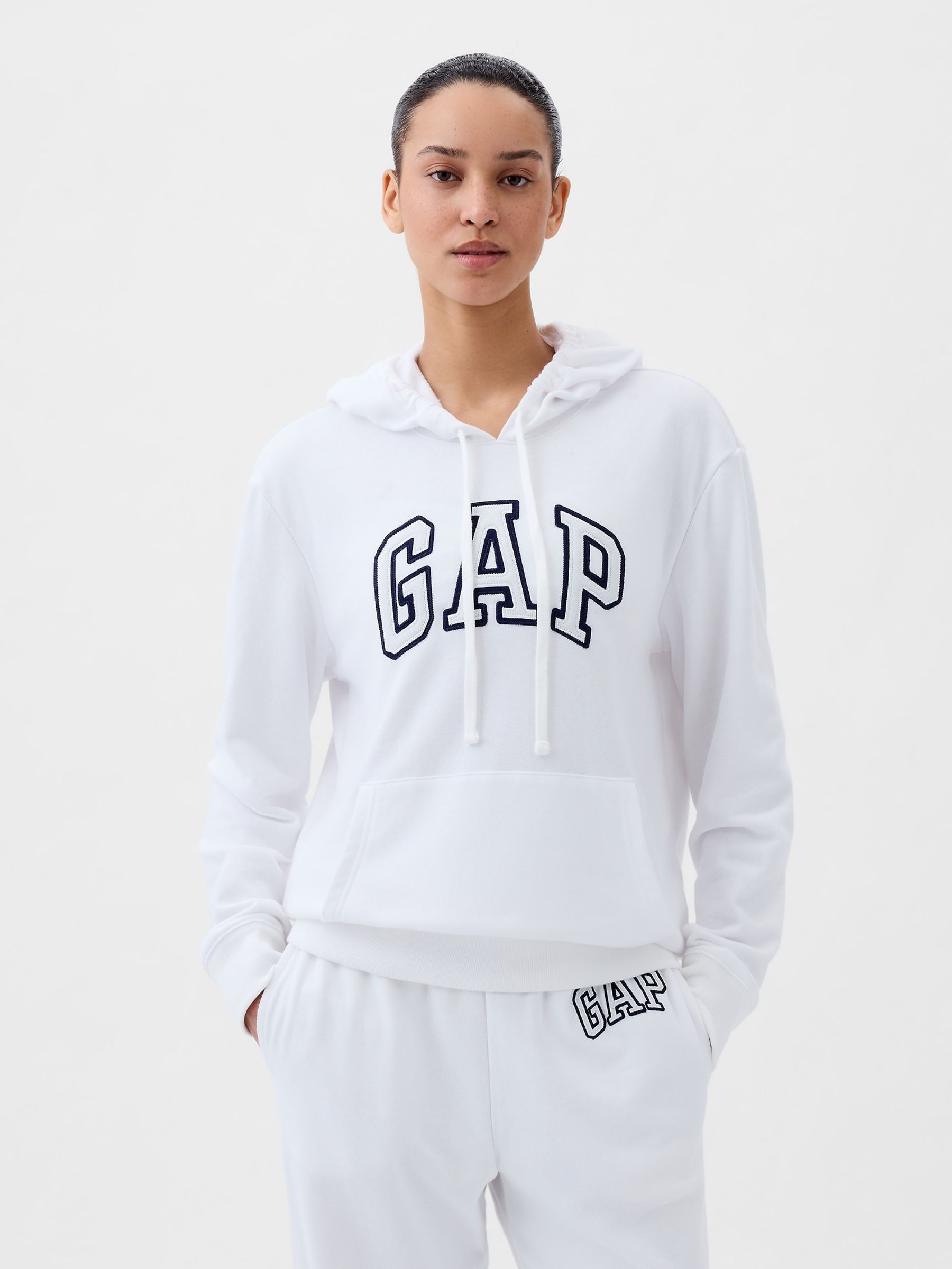 White Logo Pull On Hoodie - Image 1 of 1