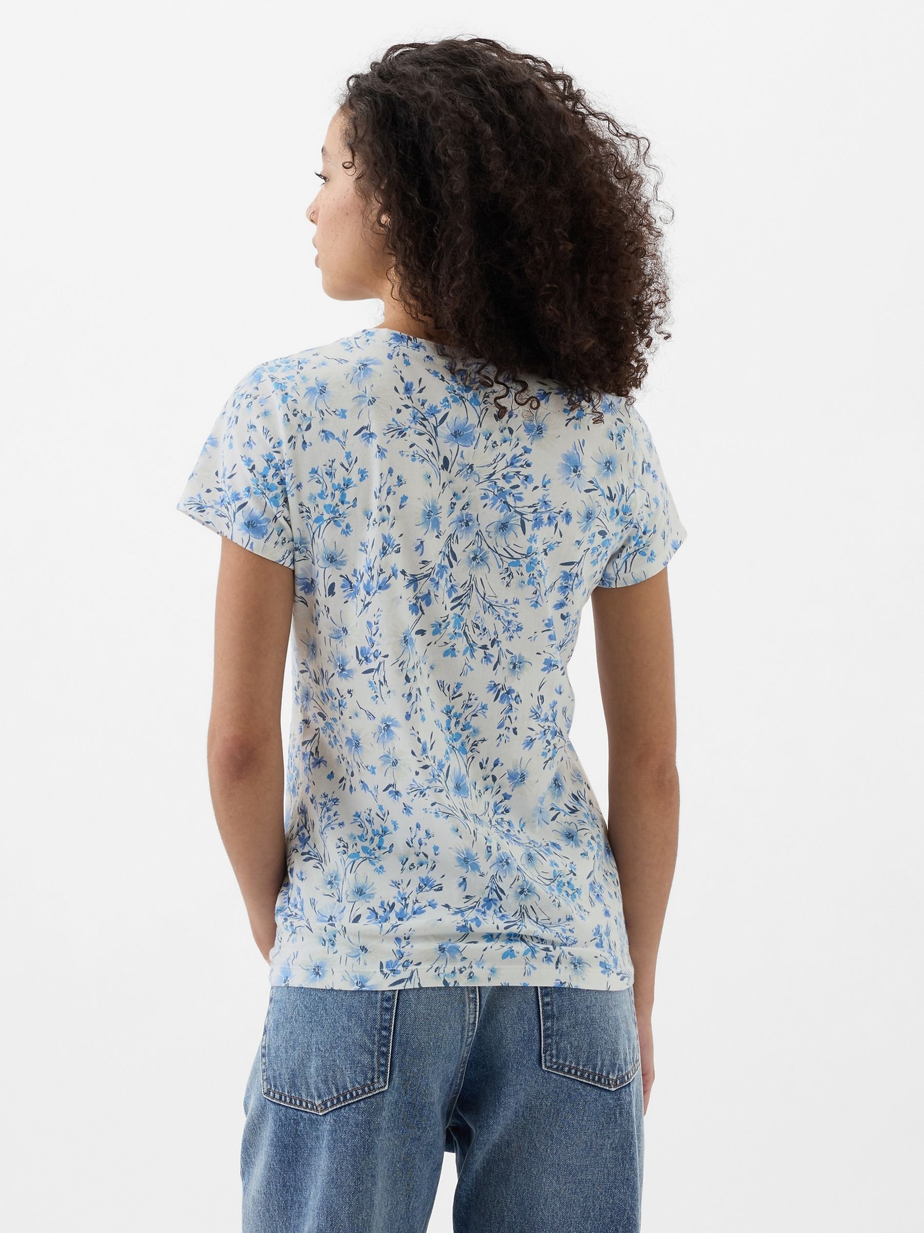 Blue Fitted Floral Logo Short Sleeve Crew Neck T-Shirt - Image 2 of 5
