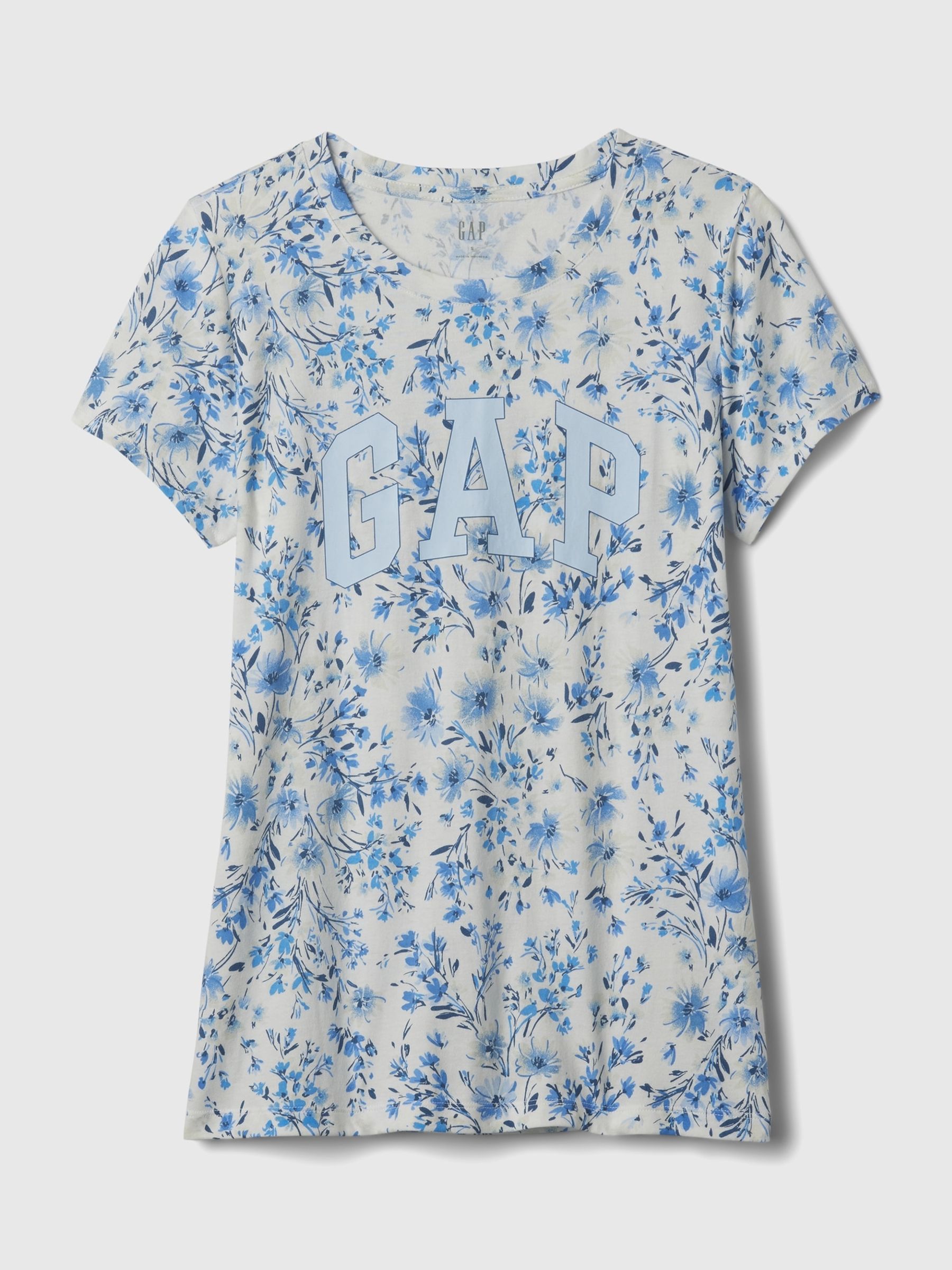 Blue Fitted Floral Logo Short Sleeve Crew Neck T-Shirt - Image 5 of 5