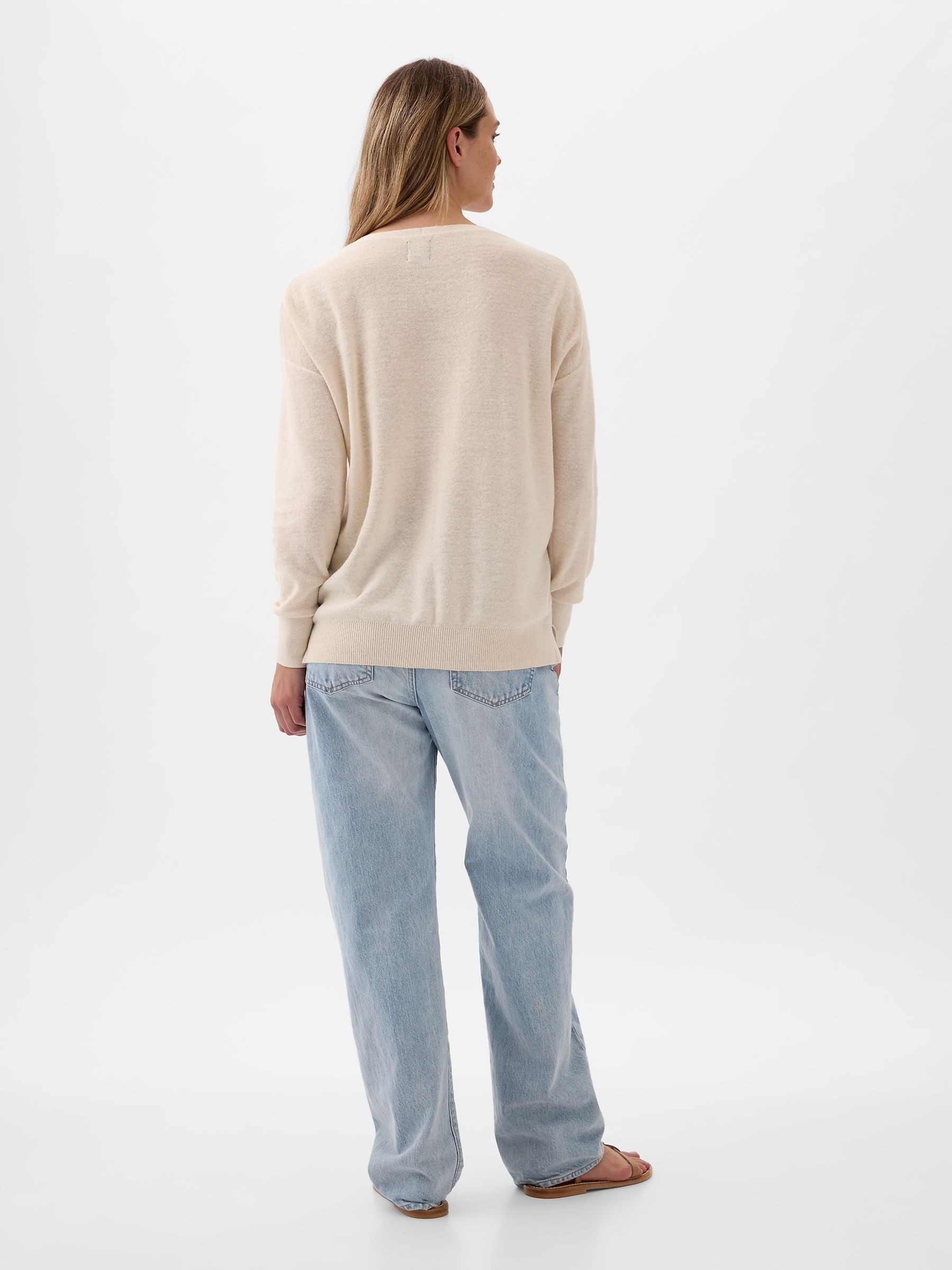 Beige Maternity Linen-Blend Jumper - Image 2 of 4