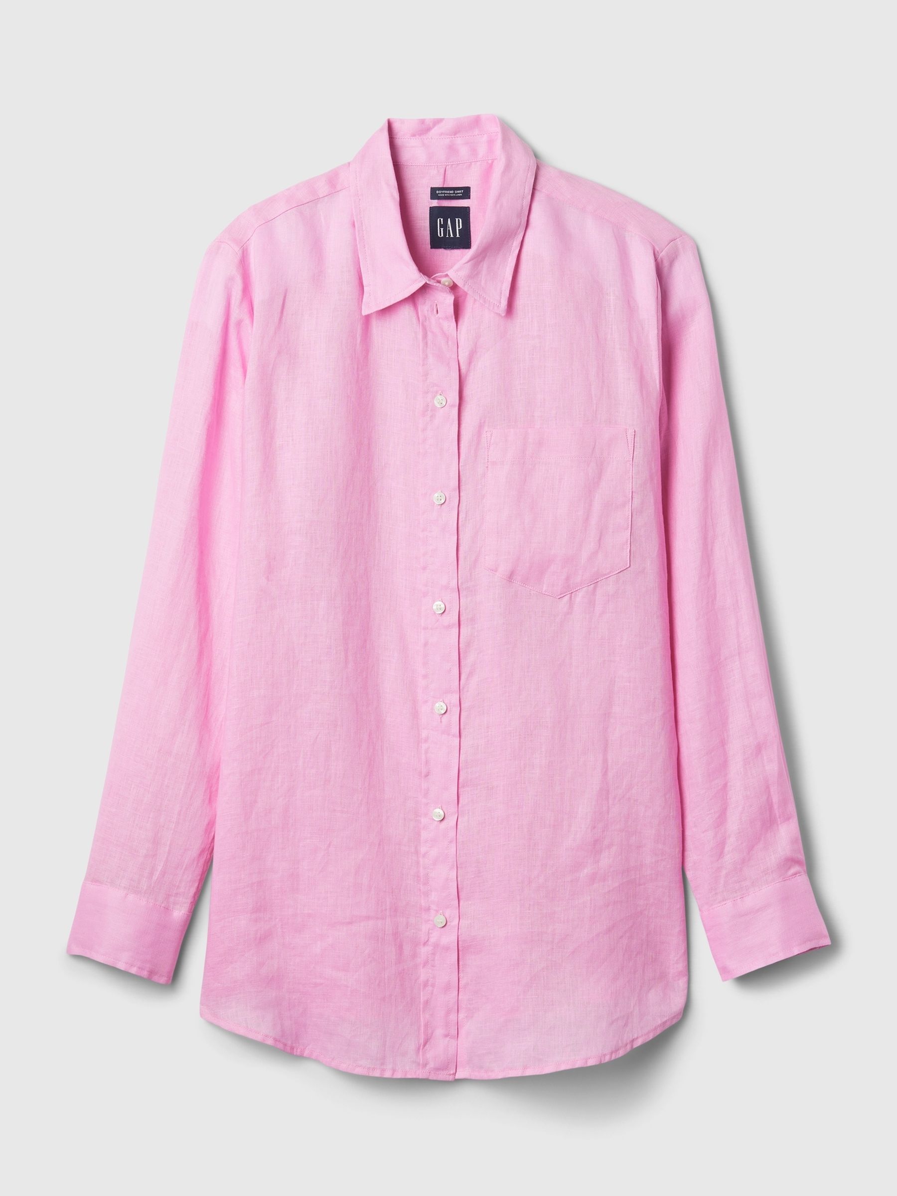 Sugar Pink 100% Linen Long Sleeve Oversized Shirt - Image 5 of 5
