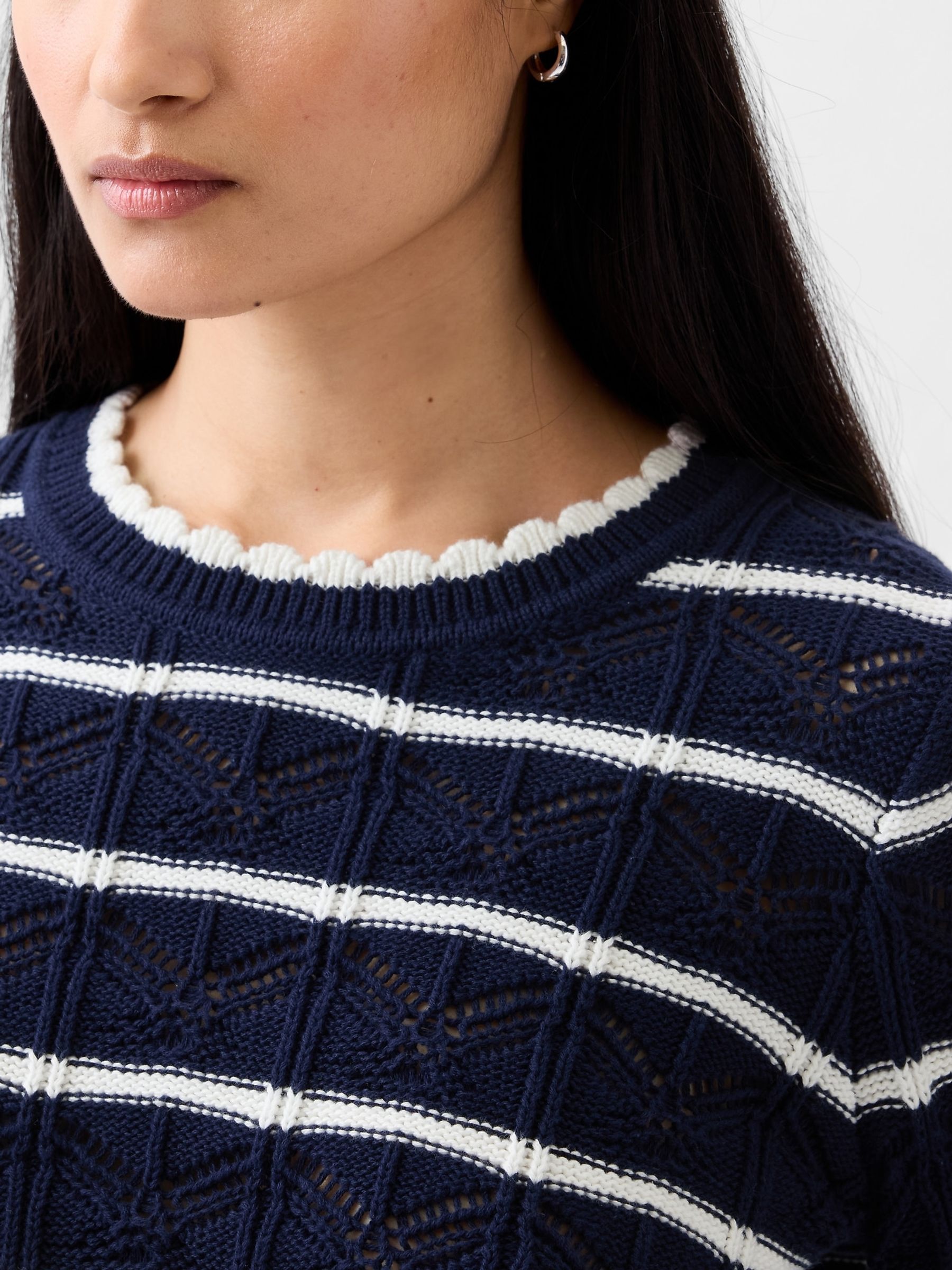 Blue Pointelle Crew Neck Long Sleeve Jumper - Image 4 of 5