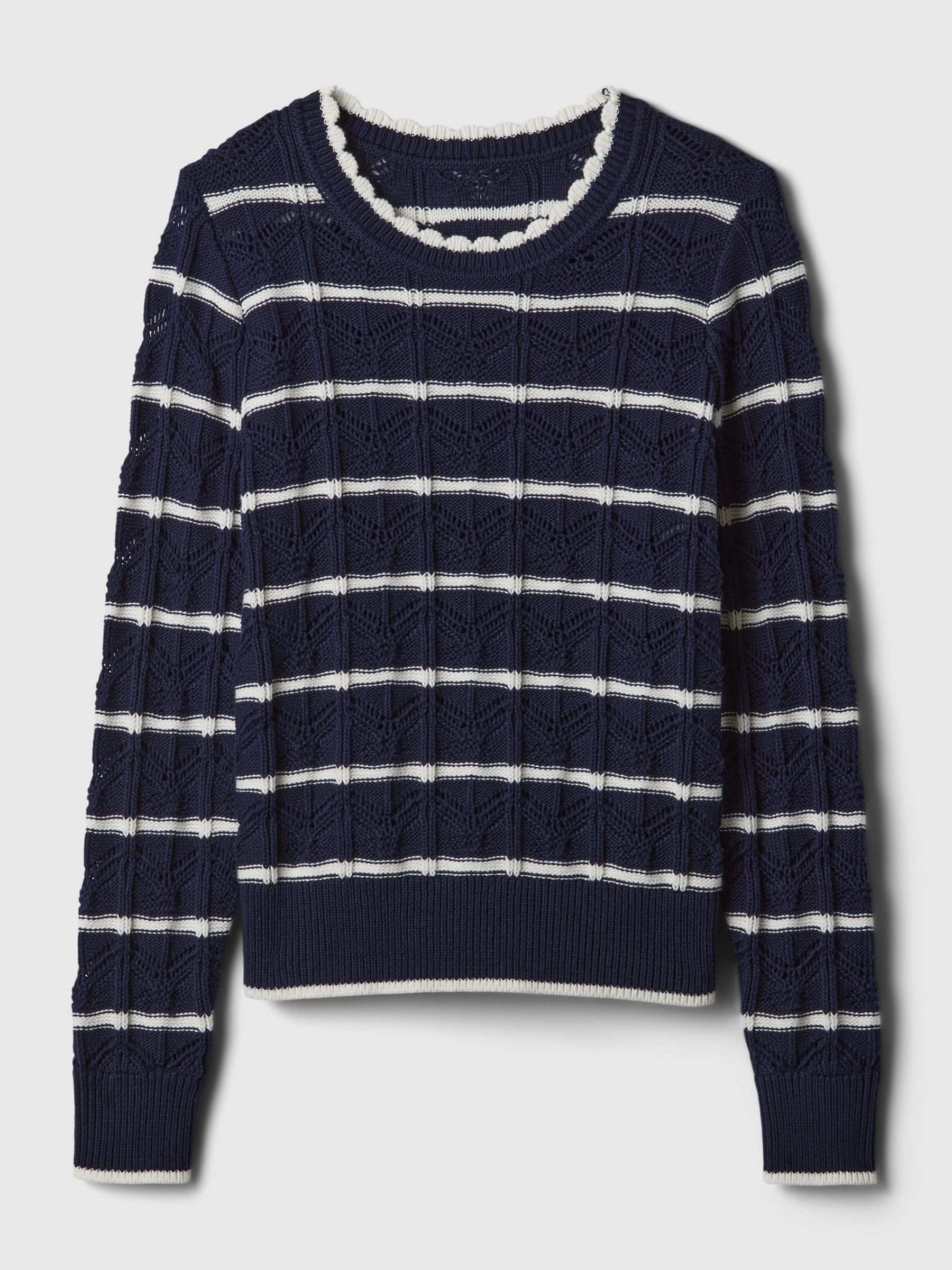 Blue Pointelle Crew Neck Long Sleeve Jumper - Image 5 of 5