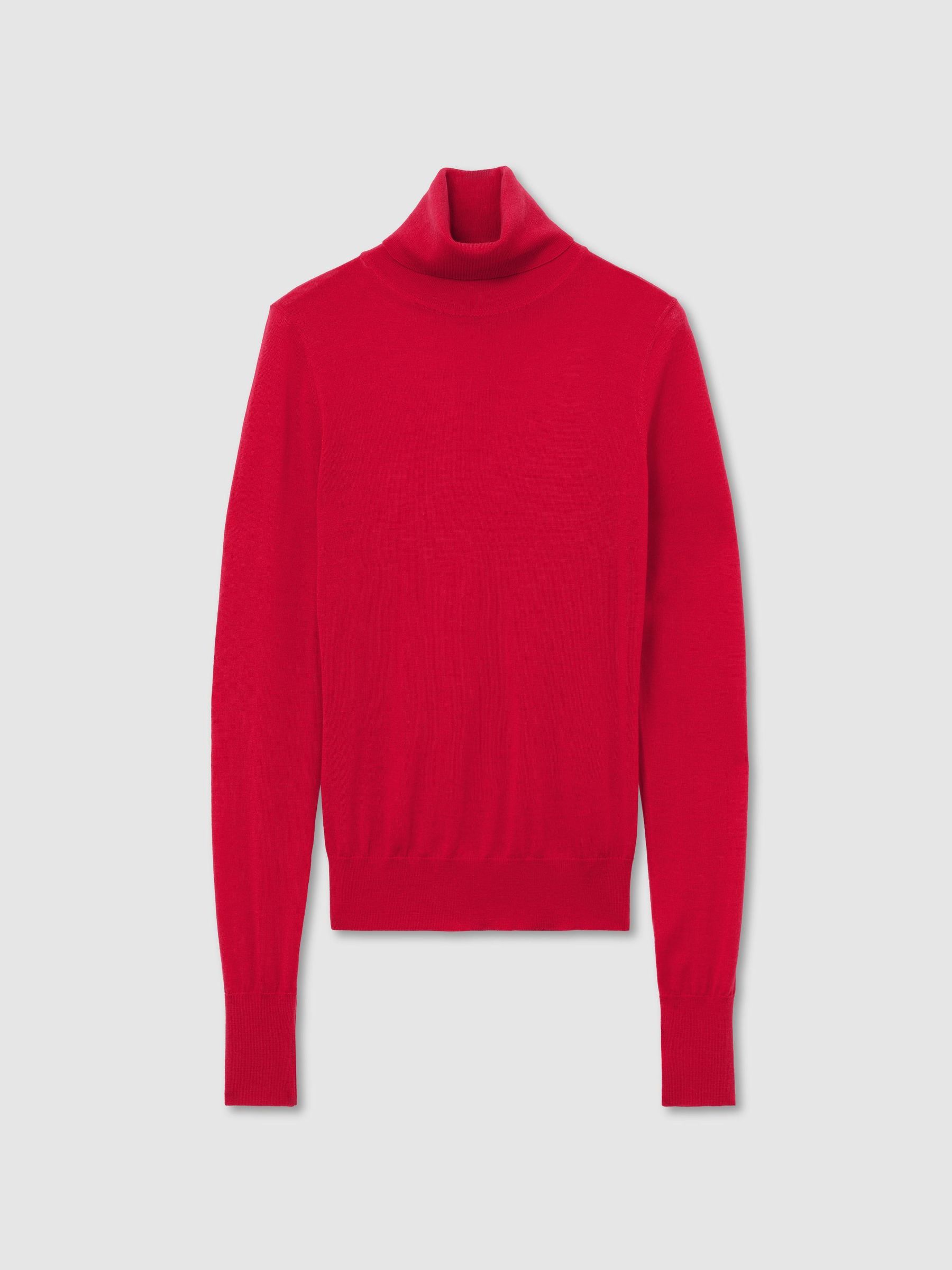 Merino Wool Roll-Neck Jumper in Red - Obrázek 2 z 6
