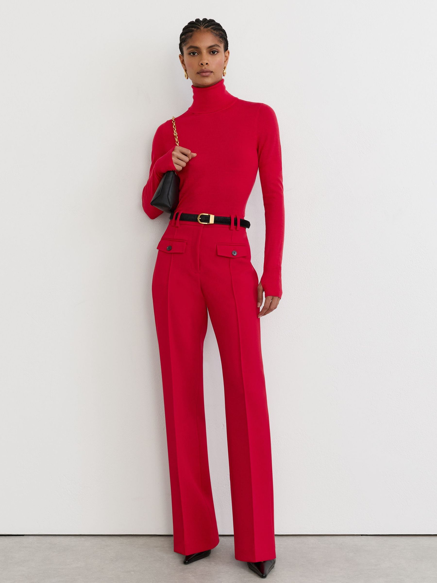 Merino Wool Roll-Neck Jumper in Red - Obrázek 3 z 6