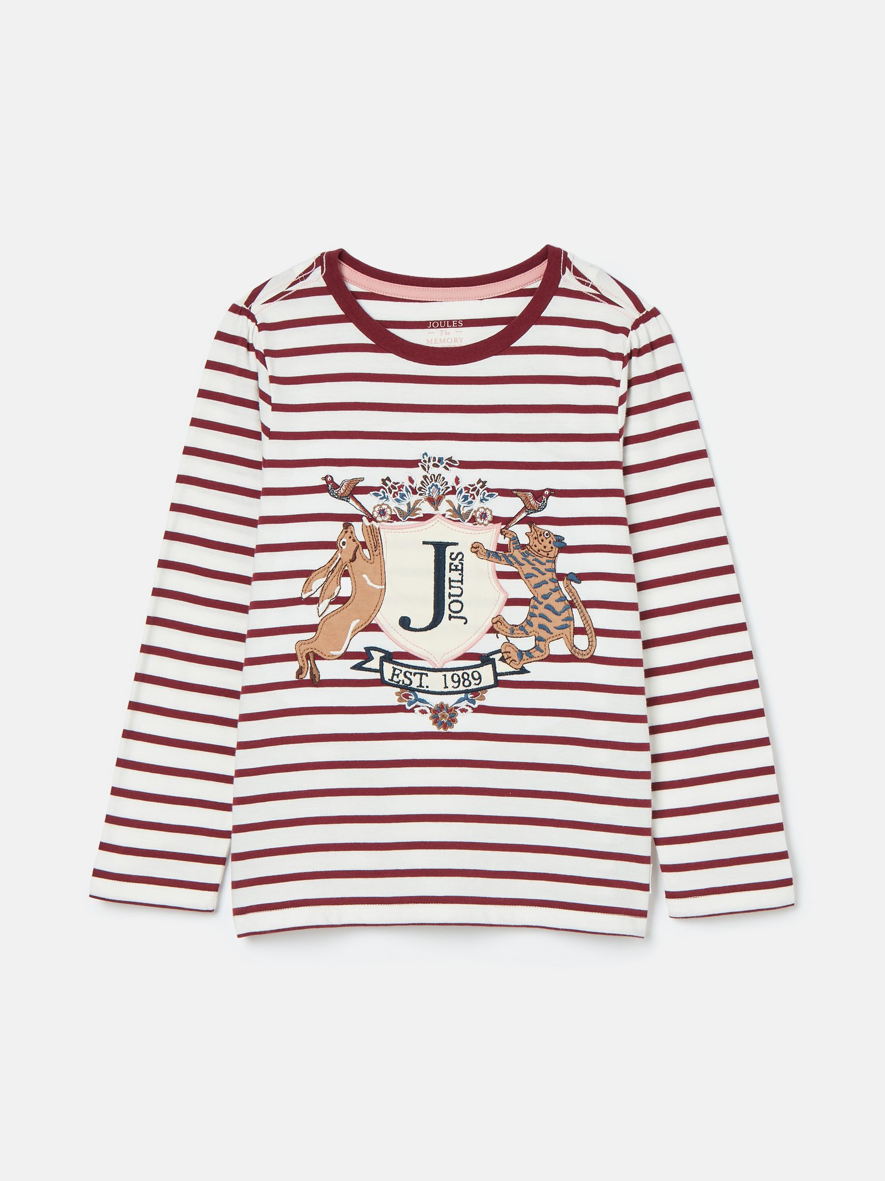 Girls' Ava Berry Red Stripe Artwork T-Shirt - Image 1 of 6