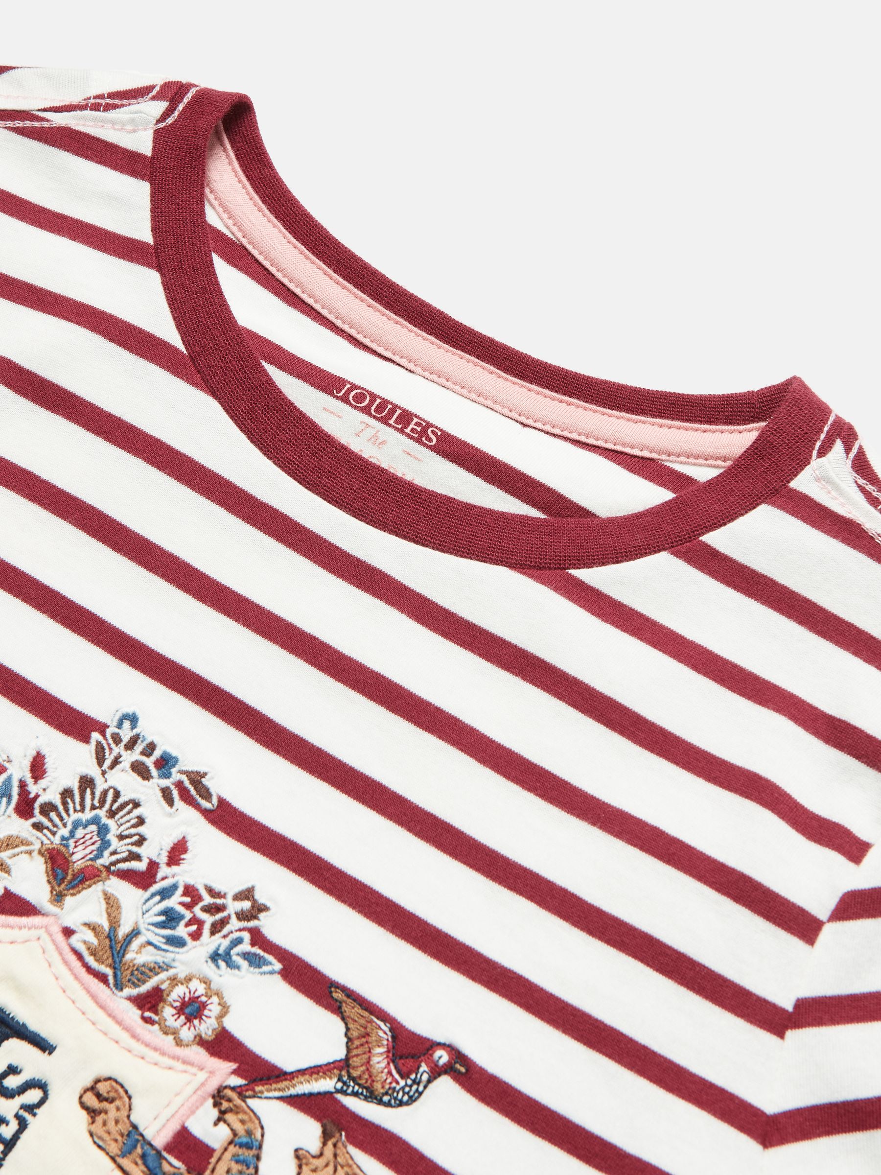 Girls' Ava Berry Red Stripe Artwork T-Shirt - Image 4 of 6