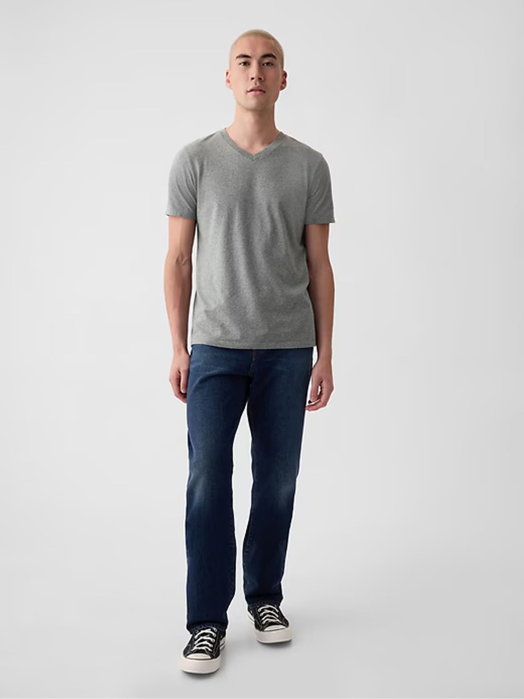 Grey V-Neck Classic 100% Cotton Short Sleeve T-Shirt - Image 4 of 5