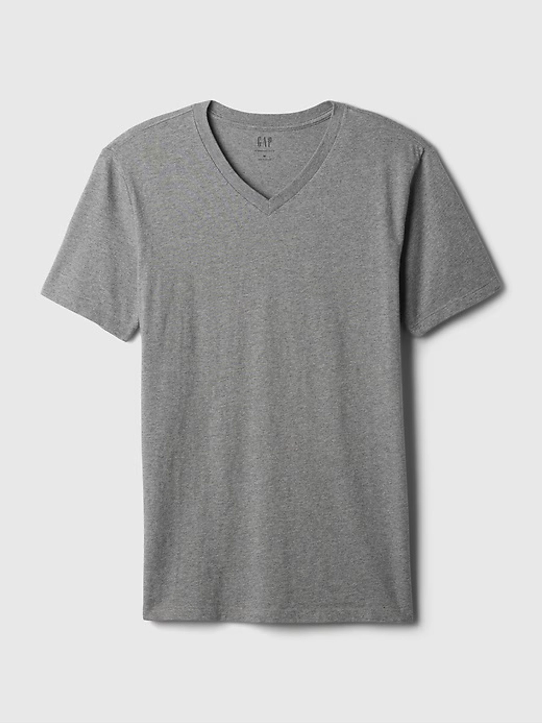 Grey V-Neck Classic 100% Cotton Short Sleeve T-Shirt - Image 5 of 5