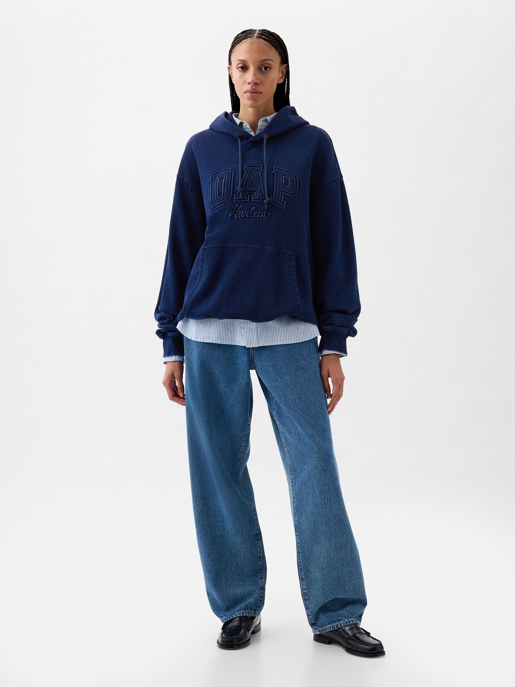 Navy/Blue Dapper Dan Denim Logo Hoodie - Image 4 of 5
