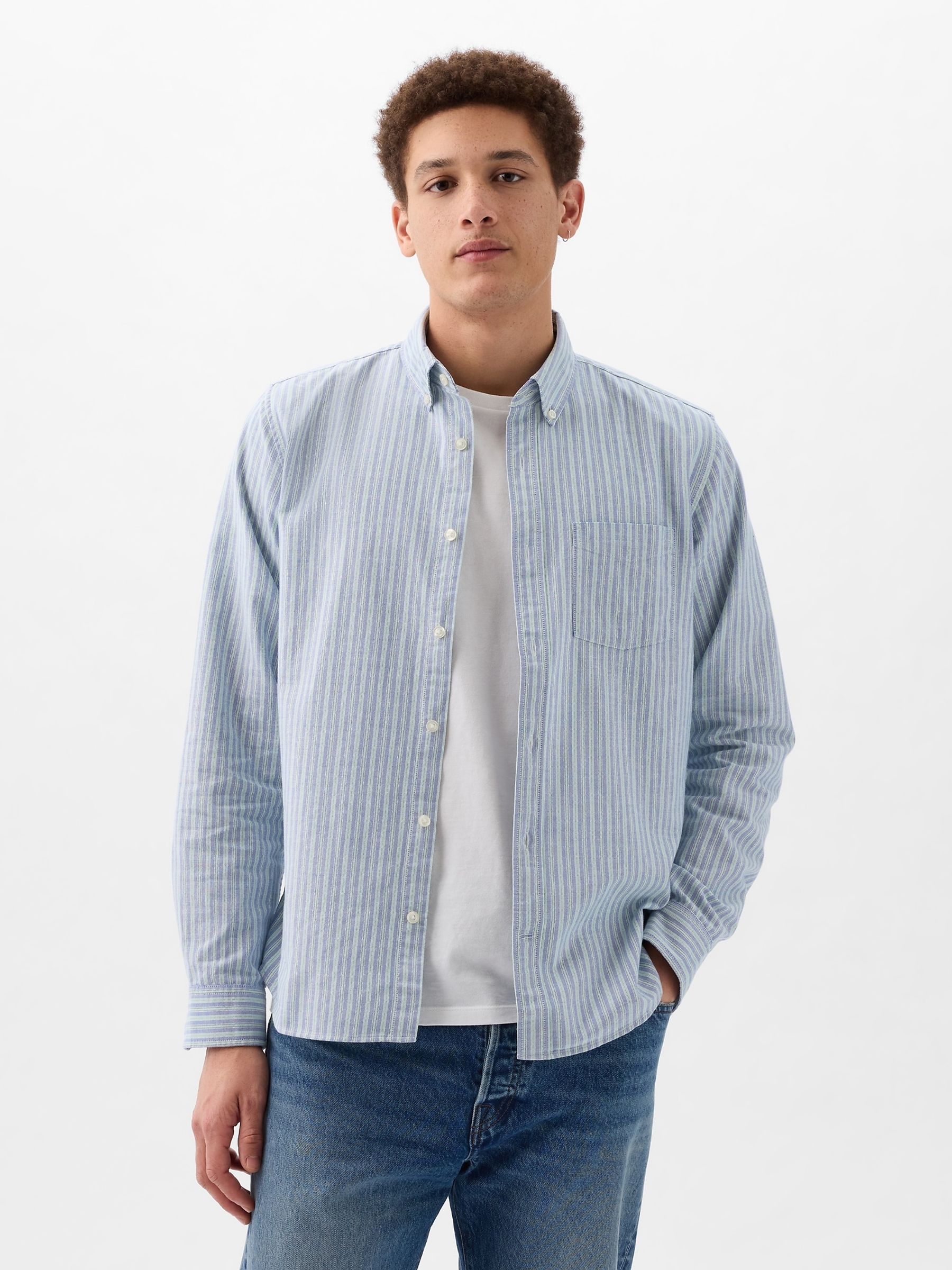 Blue Classic Regular Fit Long Sleeve Oxford Shirt - Image 1 of 4