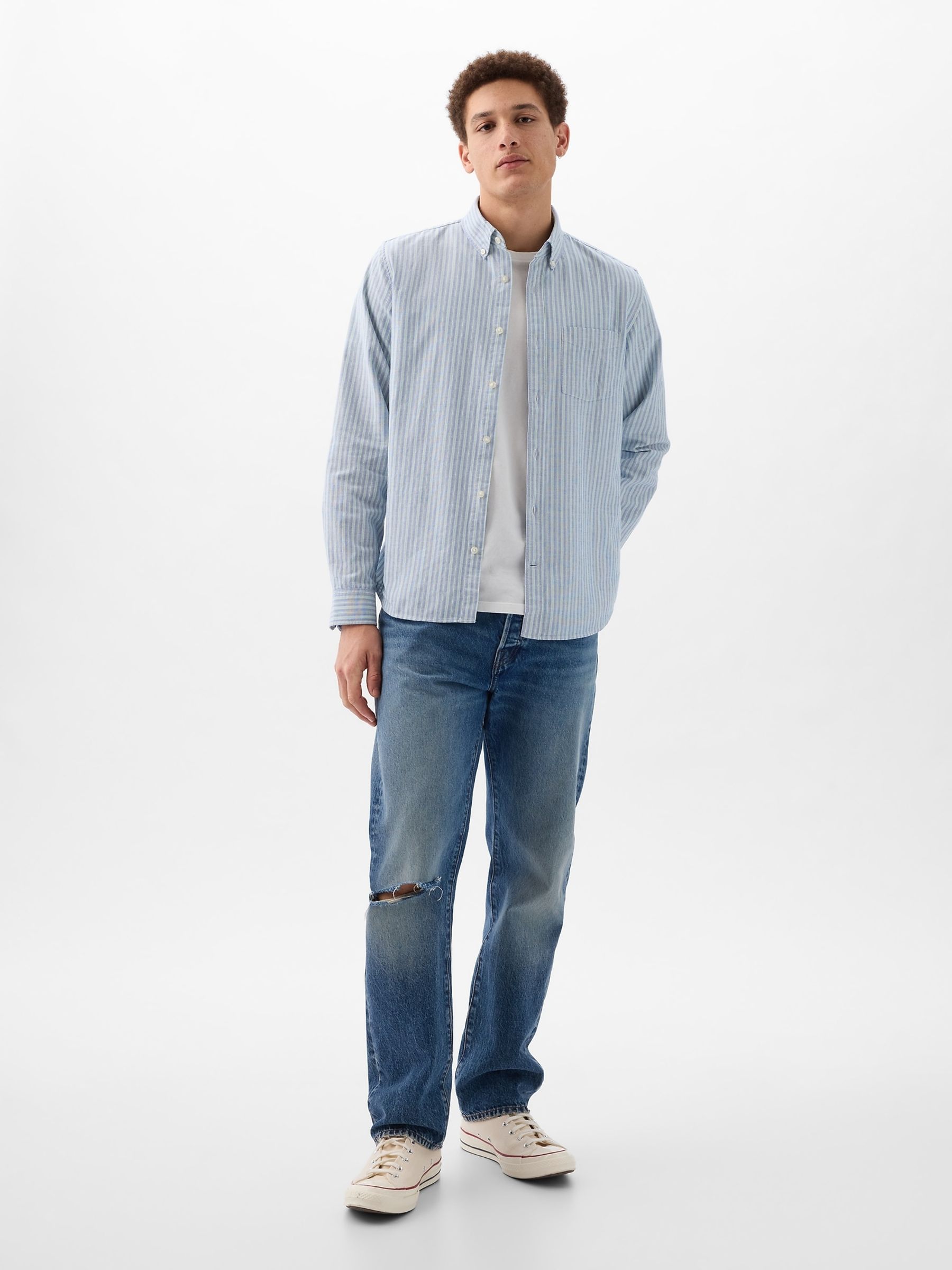 Blue Classic Regular Fit Long Sleeve Oxford Shirt - Image 3 of 4
