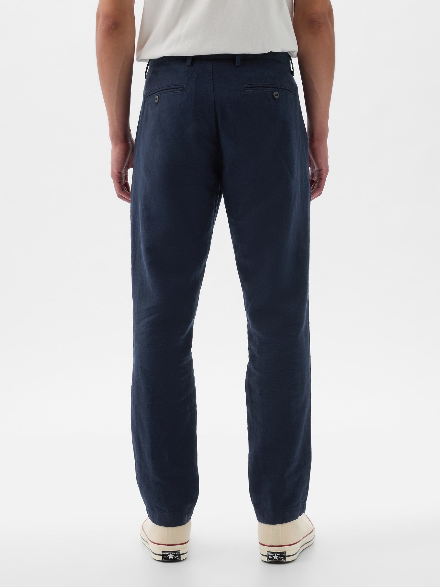 Blue Linen Blend Slim Fit Trousers - Image 3 of 5