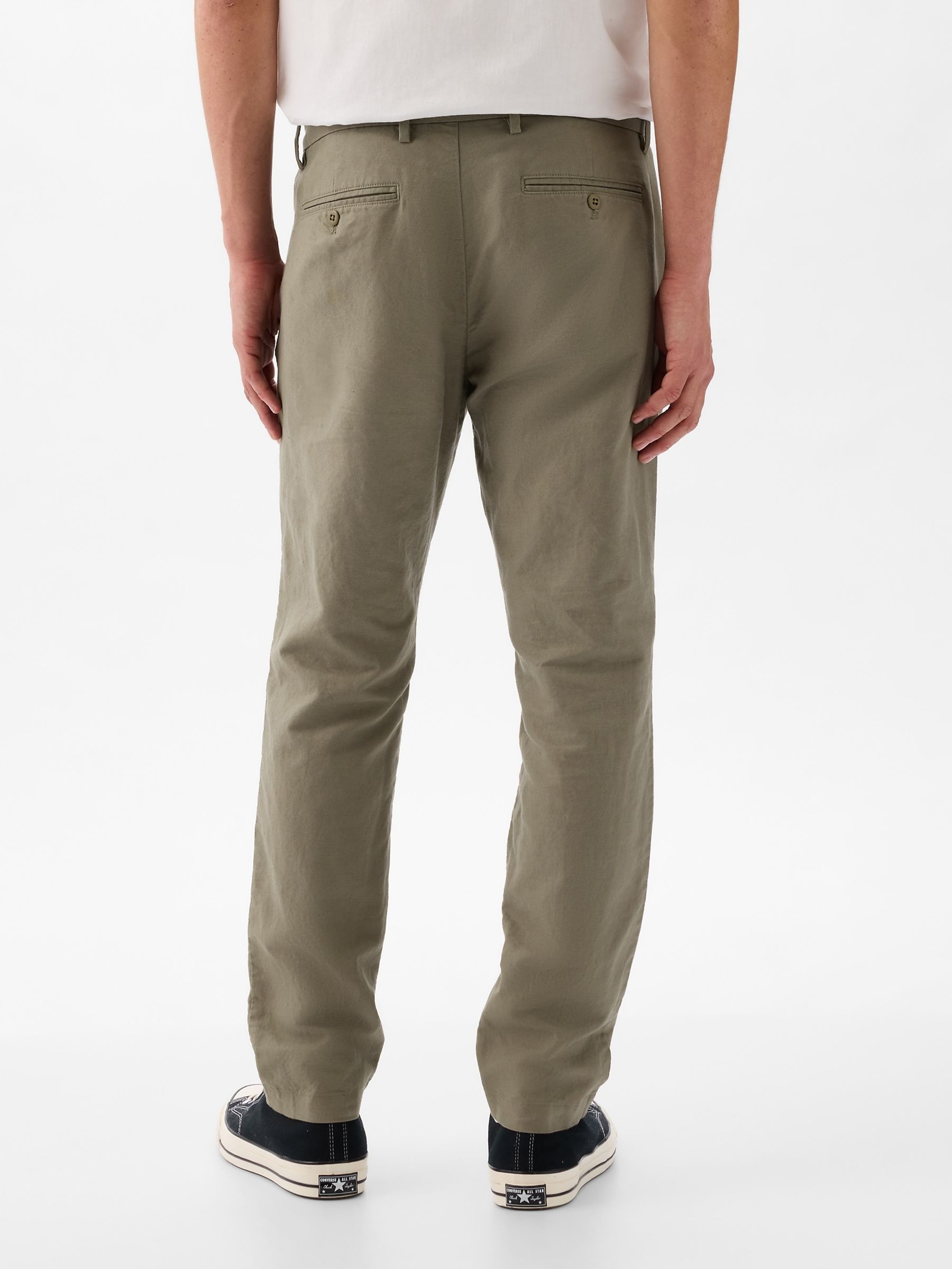 Green Linen Blend Slim Fit Trousers - Image 2 of 5
