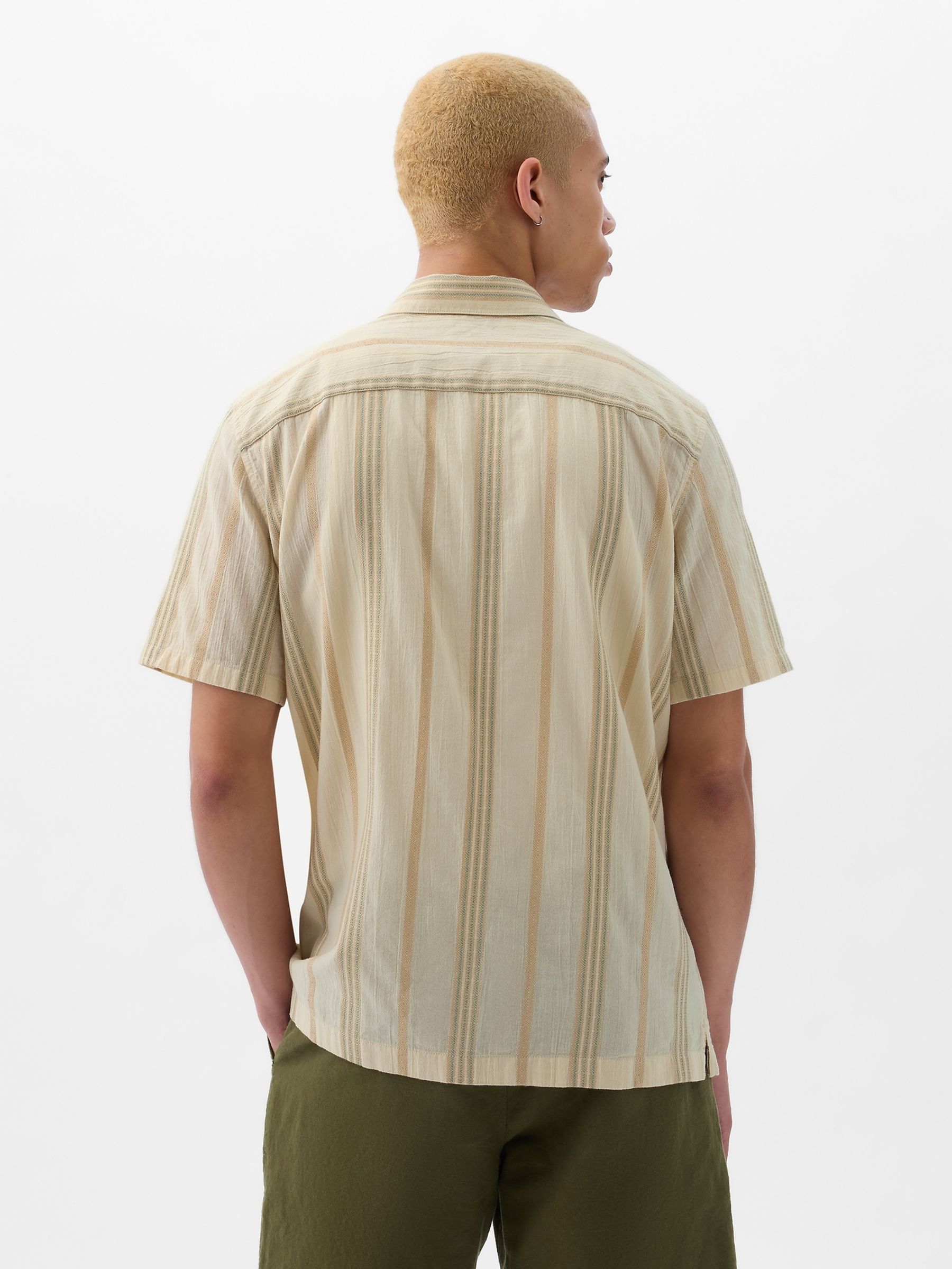 Beige Linen-Cotton Resort Short Sleeve Shirt - Image 2 of 4