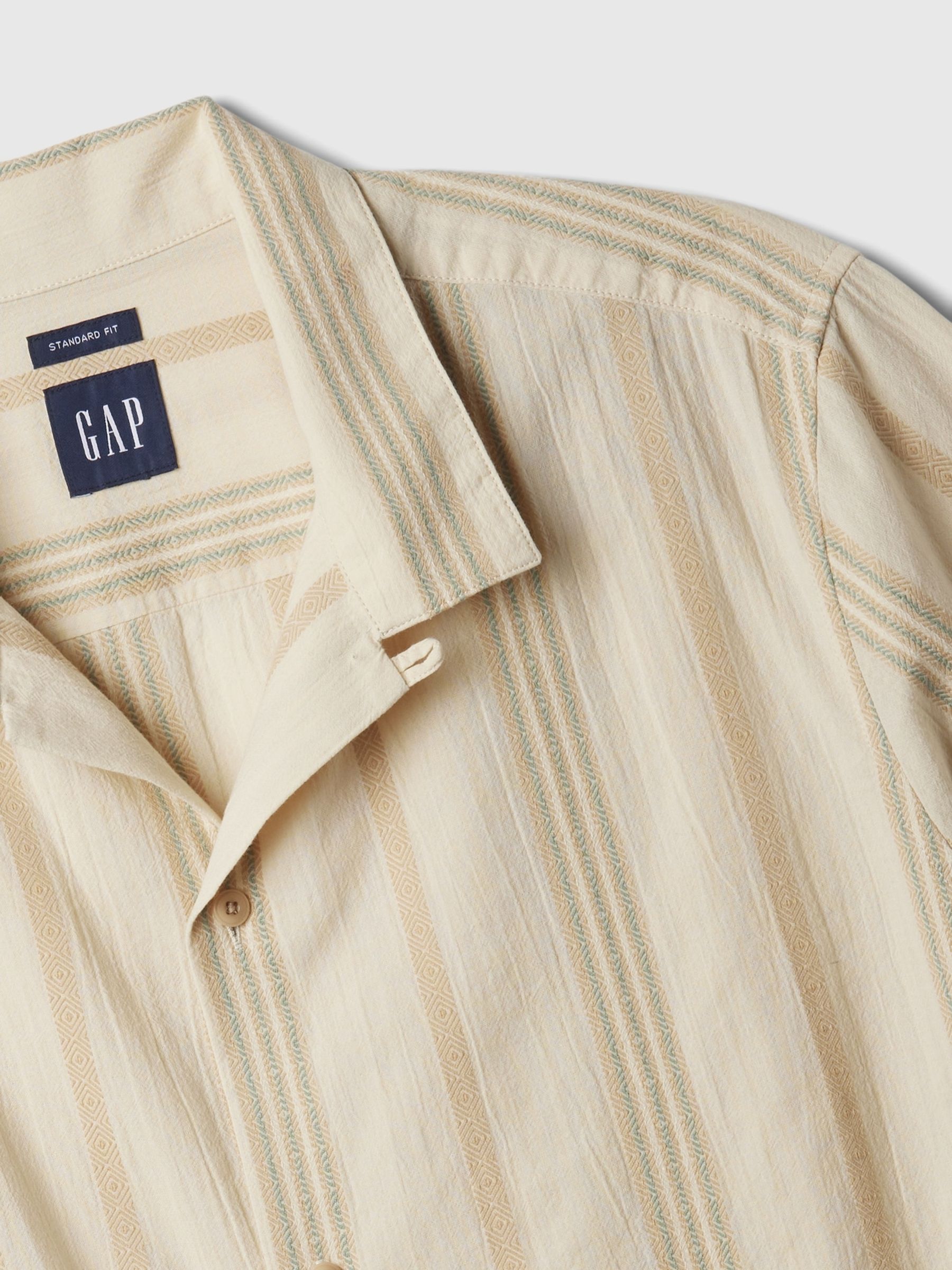 Beige Linen-Cotton Resort Short Sleeve Shirt - Image 4 of 4