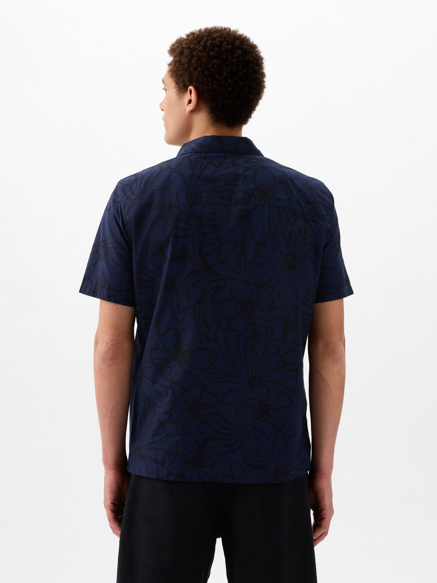 Blue Resort Poplin Print Shirt in Standard Fit - Image 2 of 4