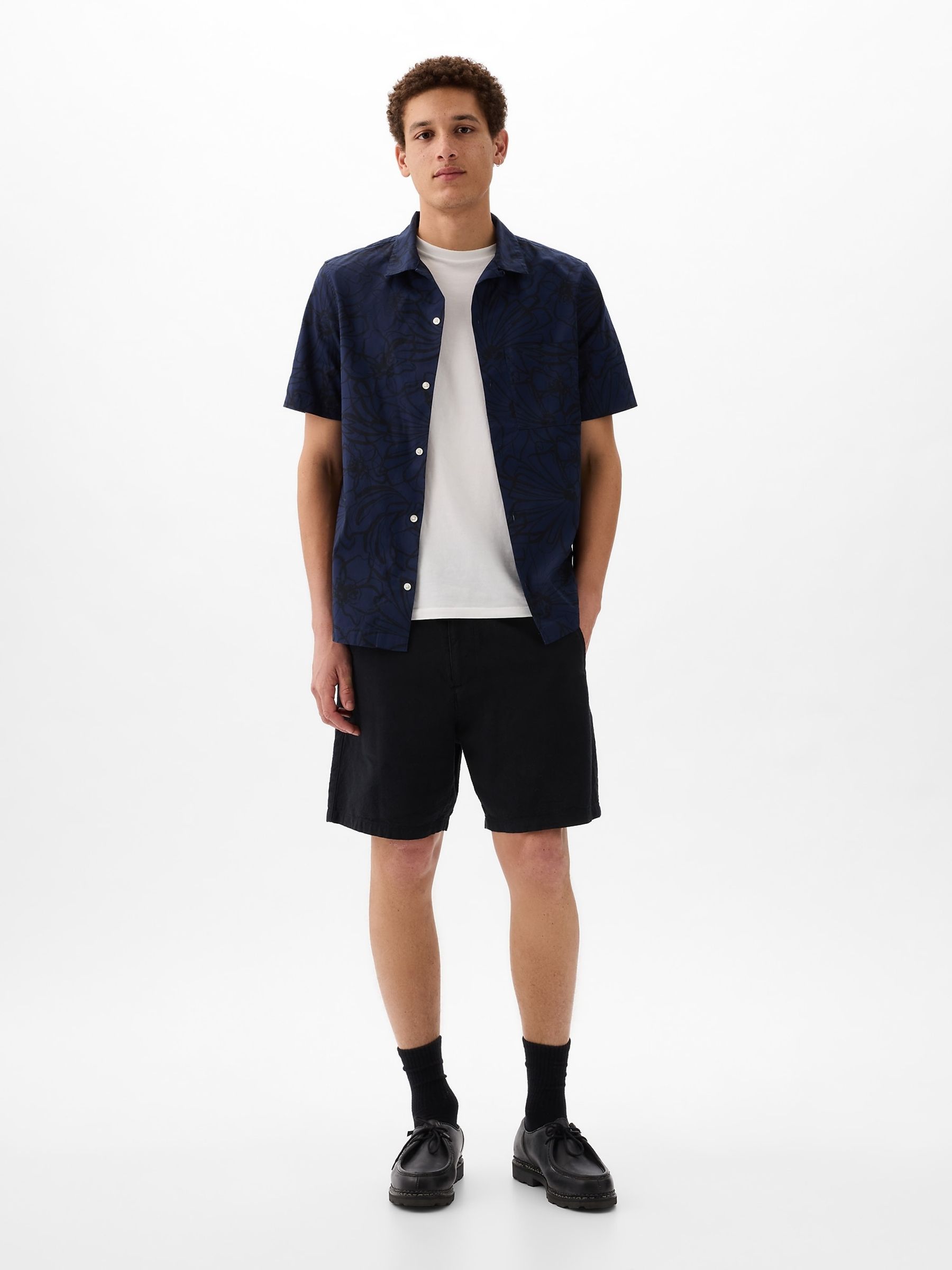 Blue Resort Poplin Print Shirt in Standard Fit - Image 3 of 4