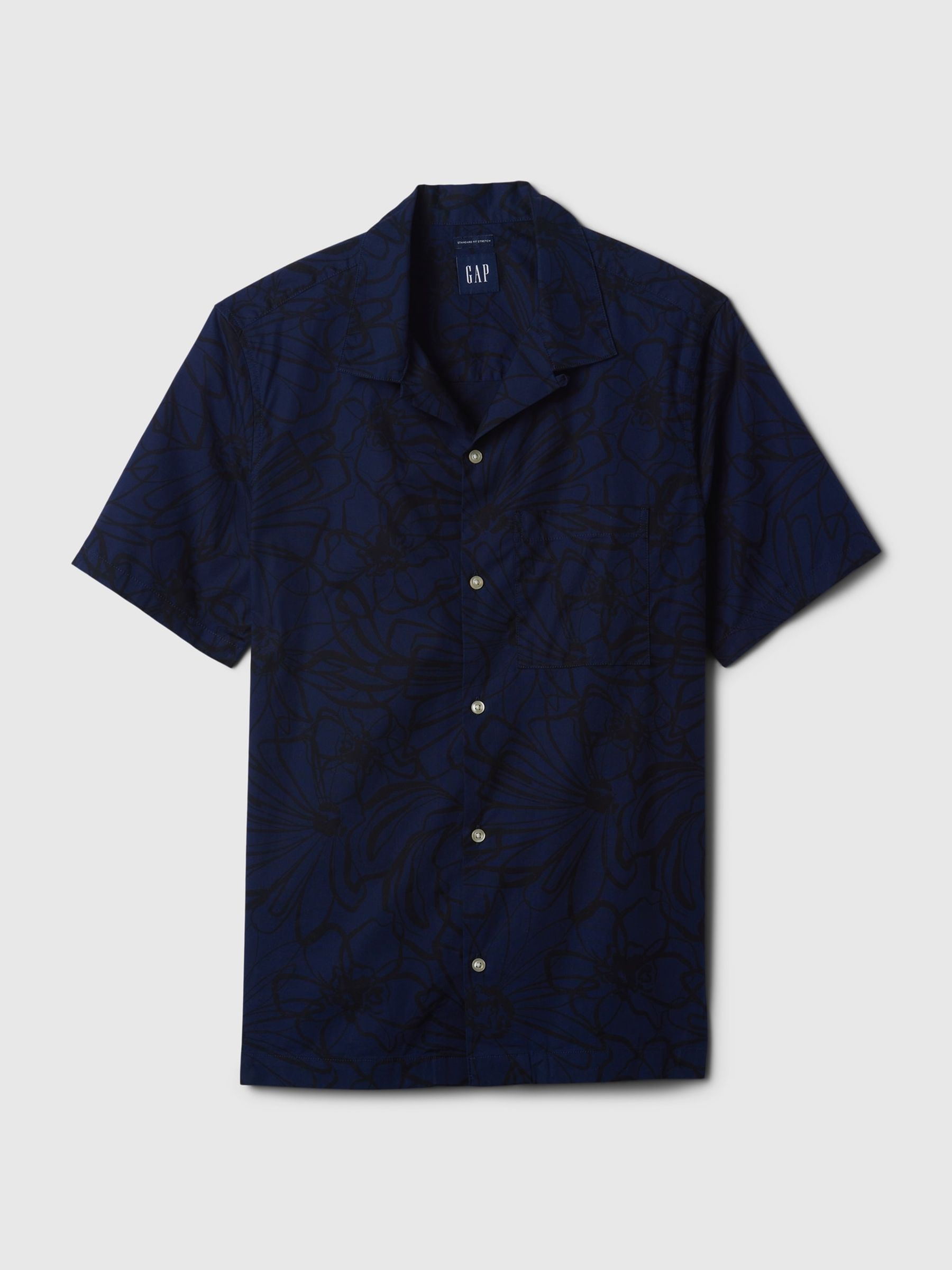 Blue Resort Poplin Print Shirt in Standard Fit - Image 4 of 4