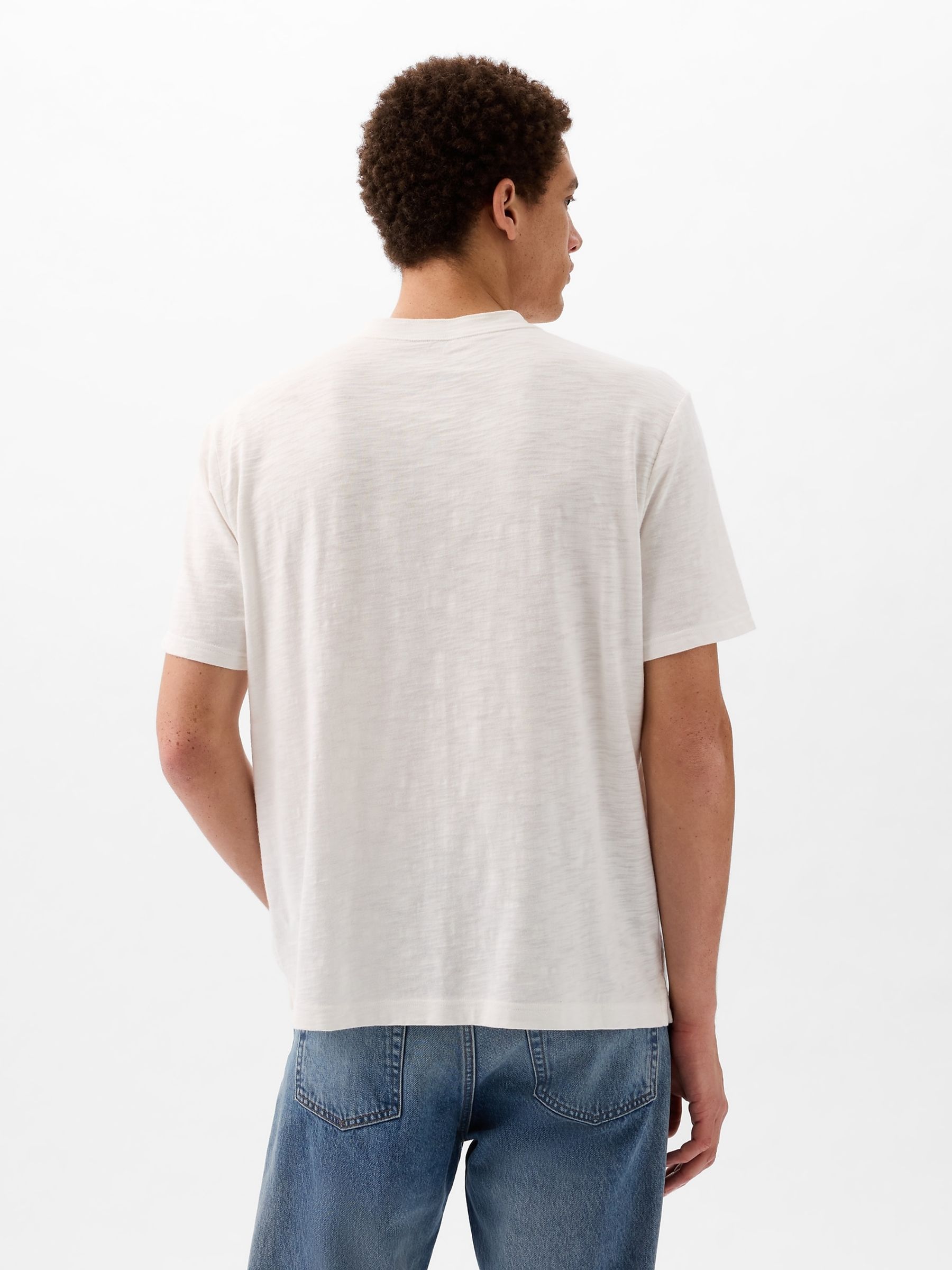 White Slub Short Sleeve Henley T-Shirt - Image 2 of 4