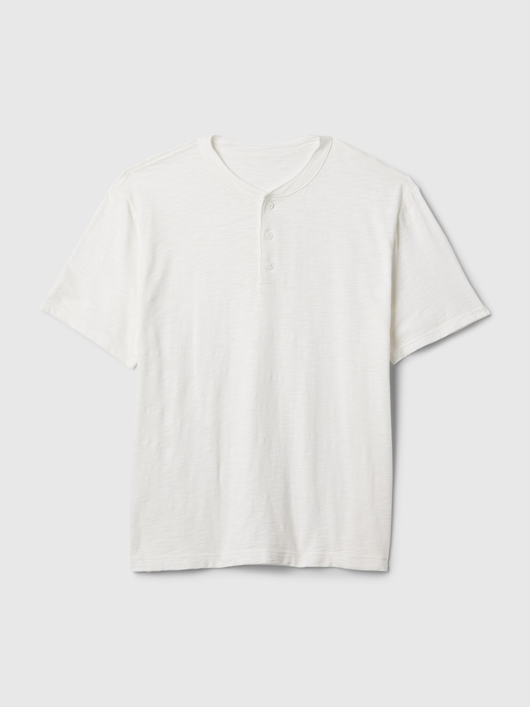 White Slub Short Sleeve Henley T-Shirt - Image 4 of 4