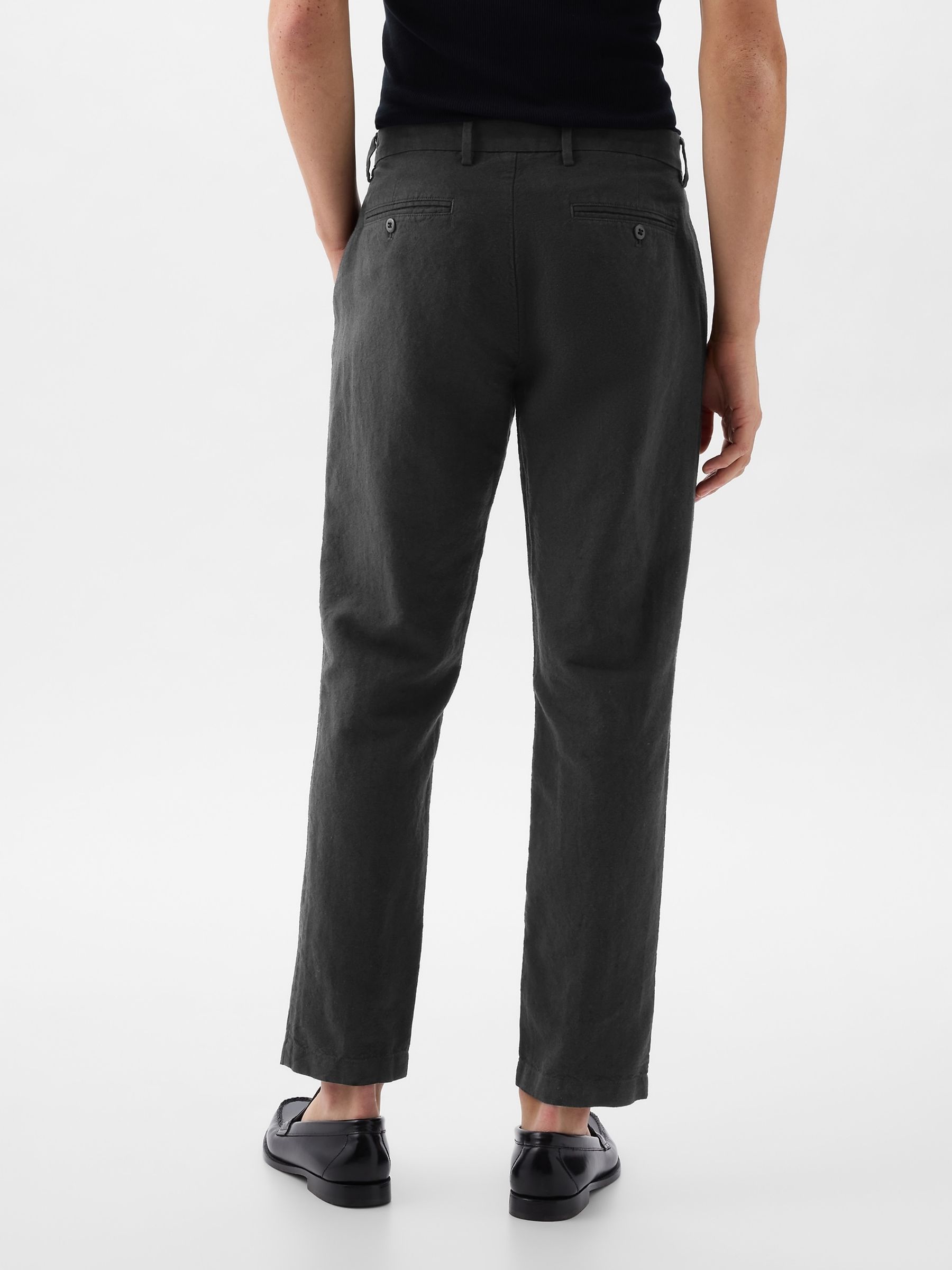 Black Linen Blend Slim Fit Trousers - Image 2 of 5