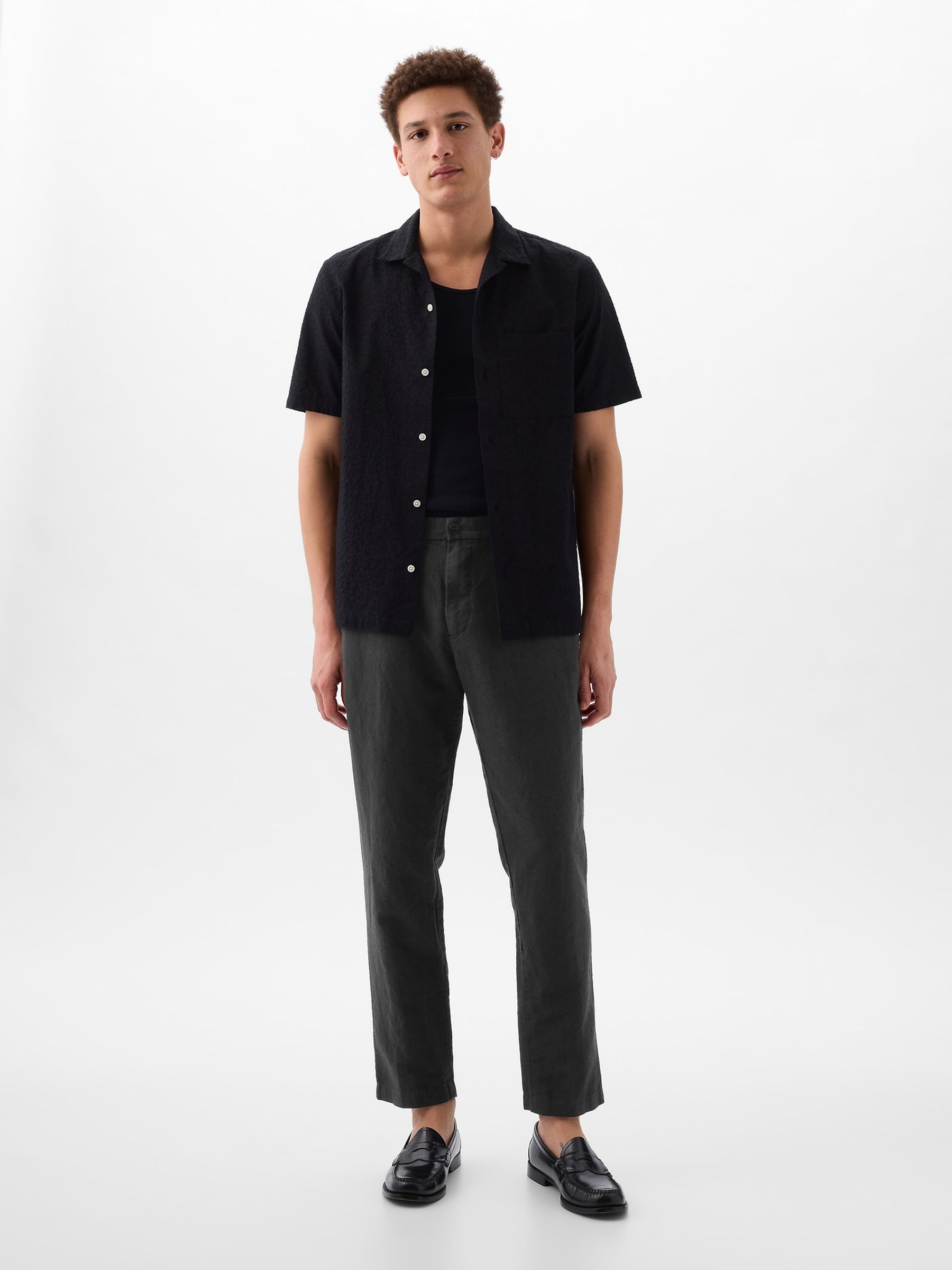 Black Linen Blend Slim Fit Trousers - Image 4 of 5