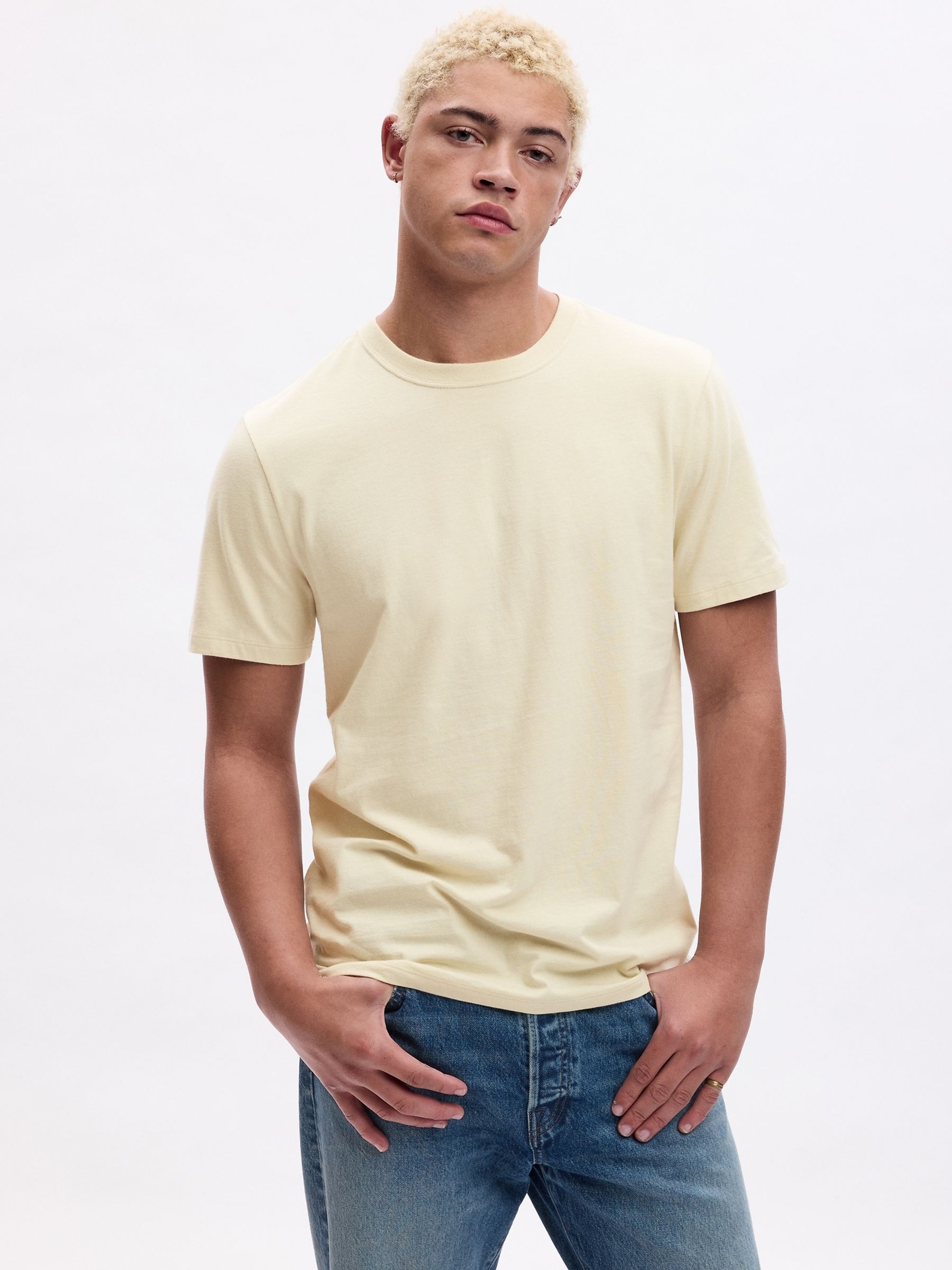 Pale Yellow Everyday Soft Crew Neck Short Sleeve T-Shirt - Image 1 of 1