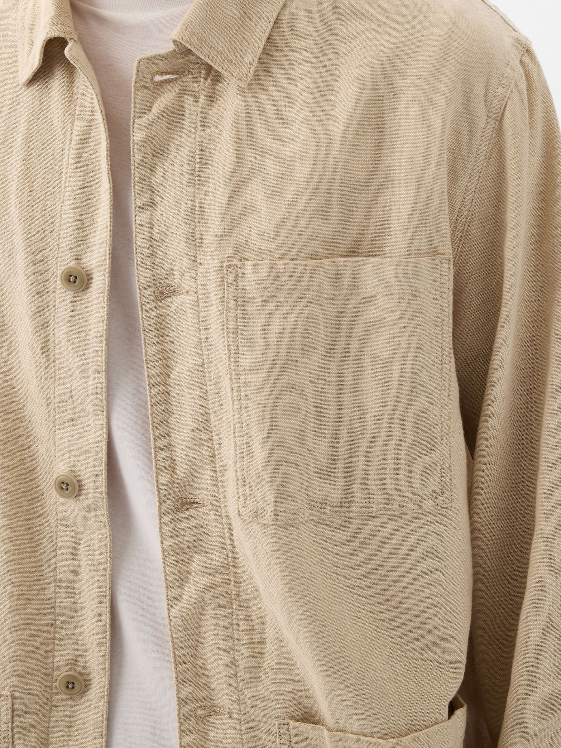 Natural Linen Blend Linen-Cotton Chore Jacket - Image 5 of 6