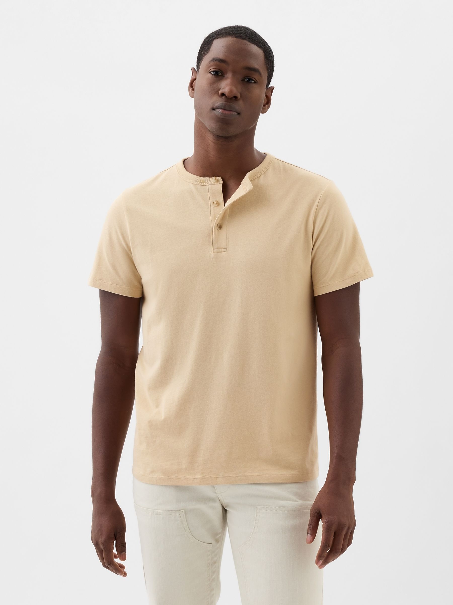 Yellow Everyday Soft Henley Short Sleeve T-Shirt - Image 1 of 1