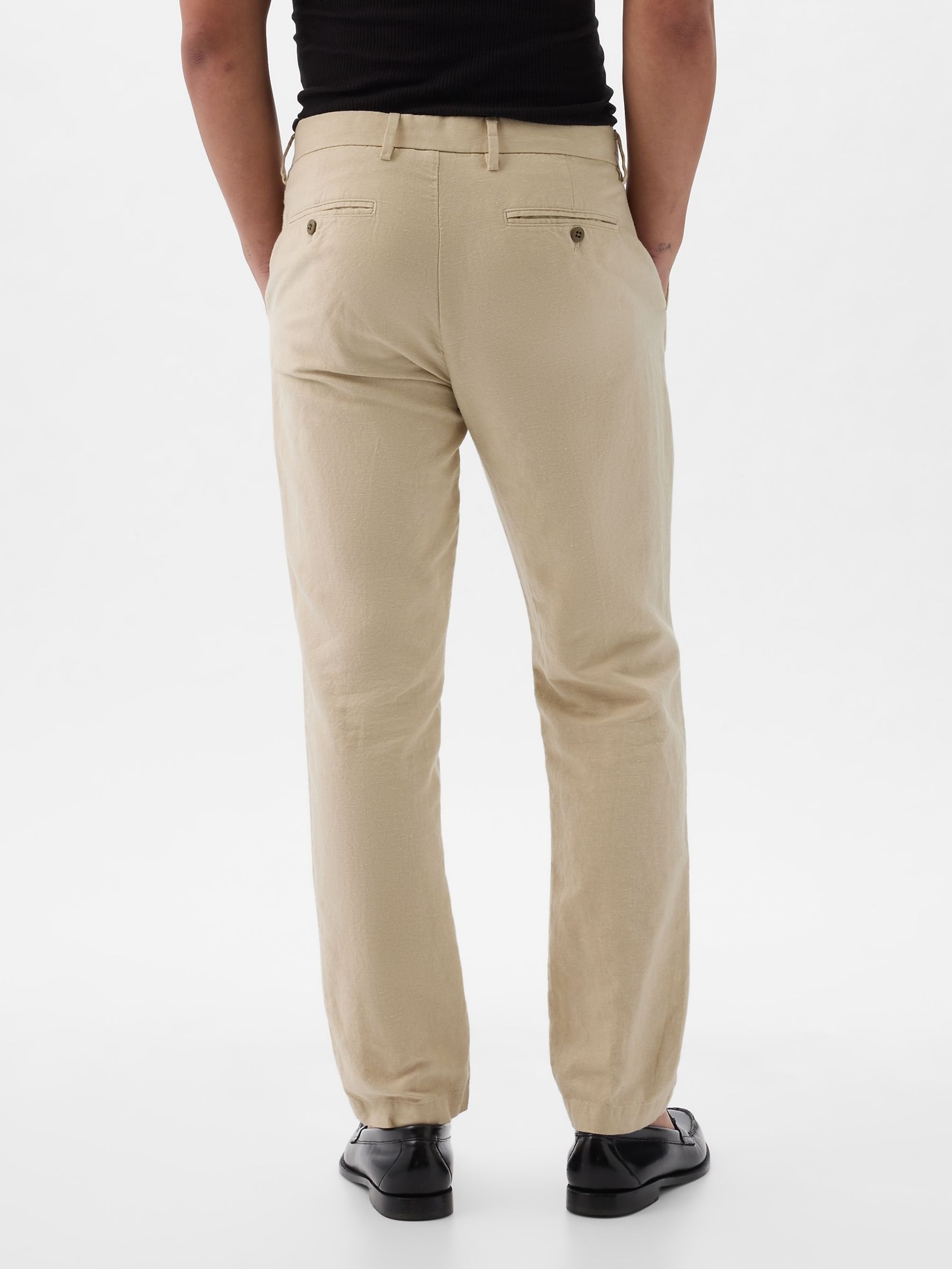 Cream Linen Blend Slim Fit Trousers - Image 2 of 5