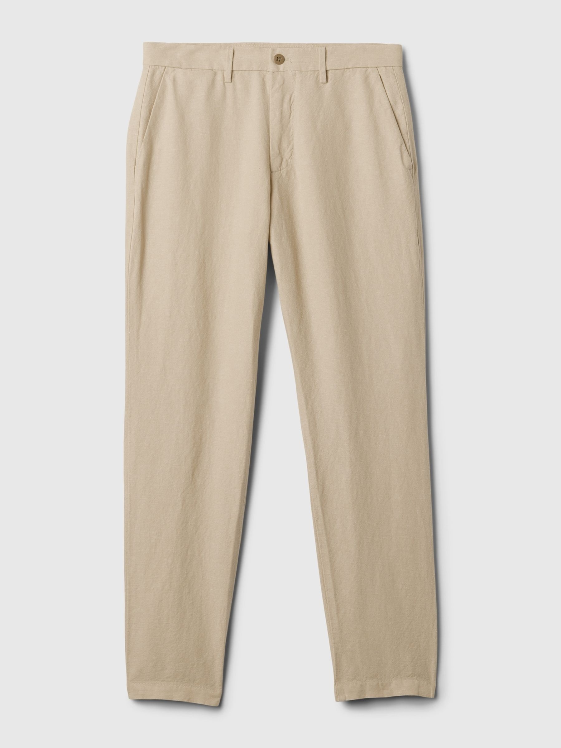 Cream Linen Blend Slim Fit Trousers - Image 5 of 5 Cream Linen Blend Slim Fit Trousers - Image 5 of 5