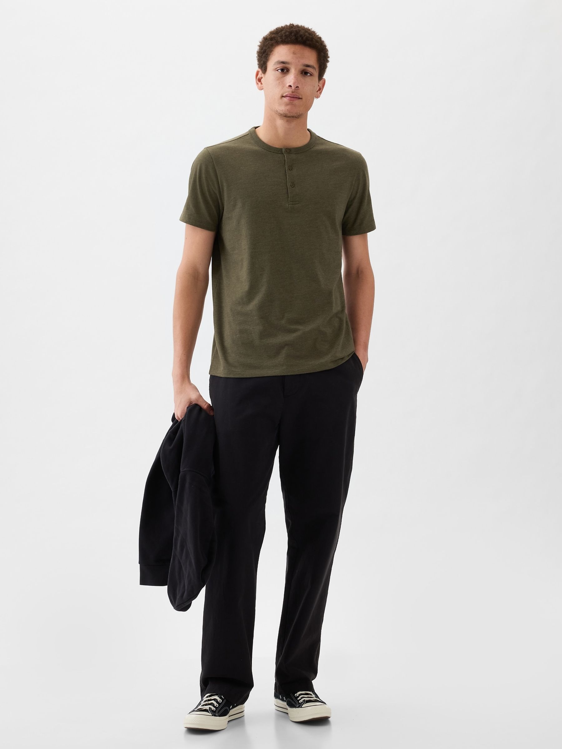 Green Everyday Soft Henley Short Sleeve T-Shirt - Image 1 of 1