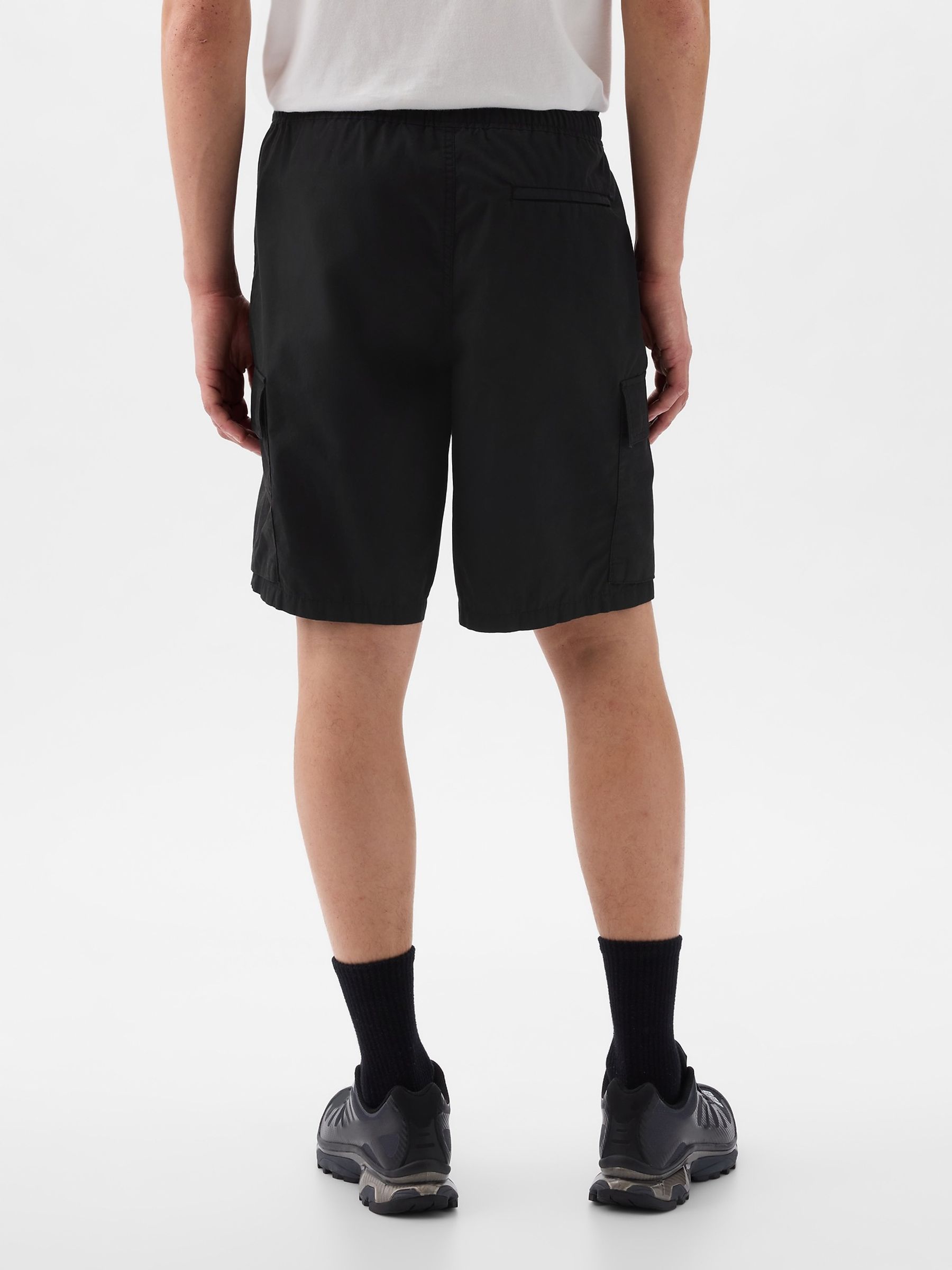 Black Poplin Cargo Shorts - Image 2 of 6