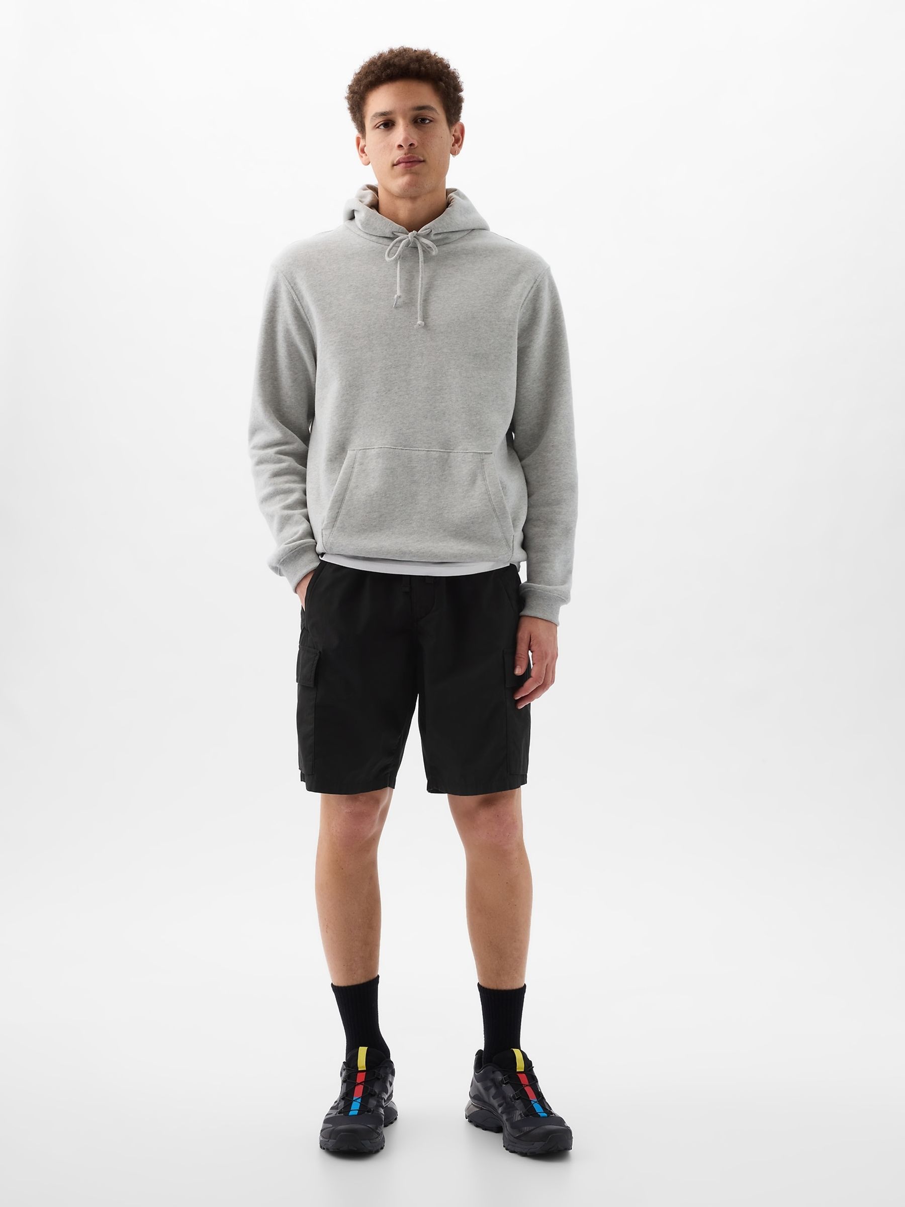 Black Poplin Cargo Shorts - Image 4 of 6