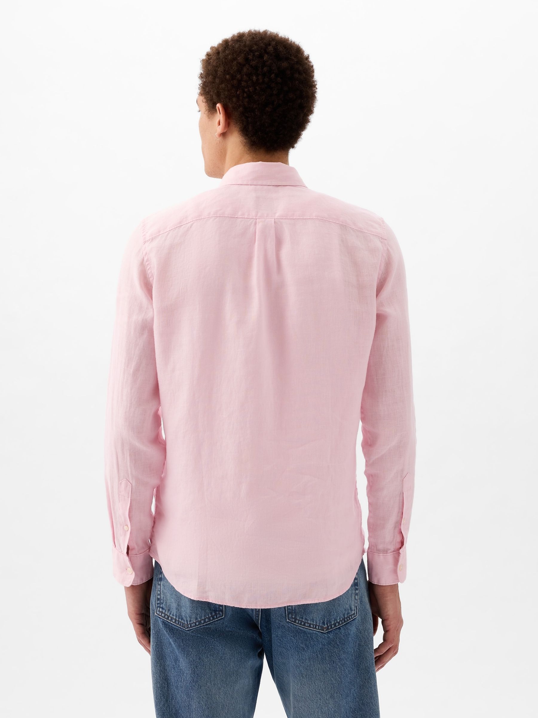 Pink 100% Linen Long Sleeve Shirt - Image 2 of 4