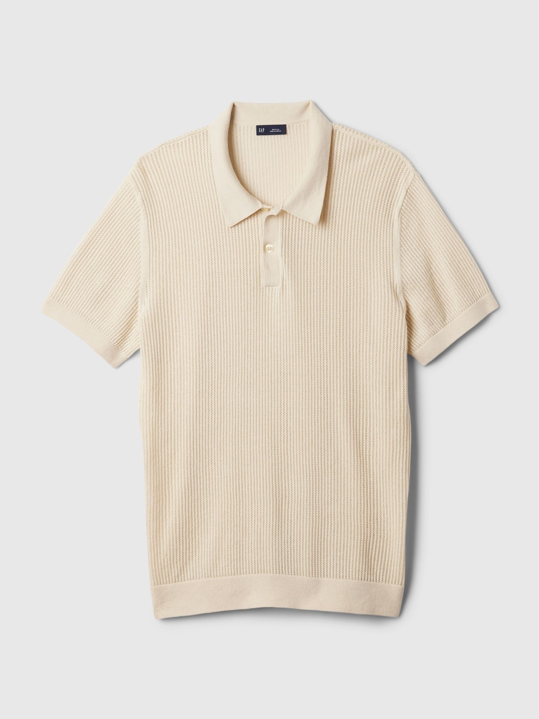 Cream Textured Short Sleeve Polo Shirt - Image 2 of 4
