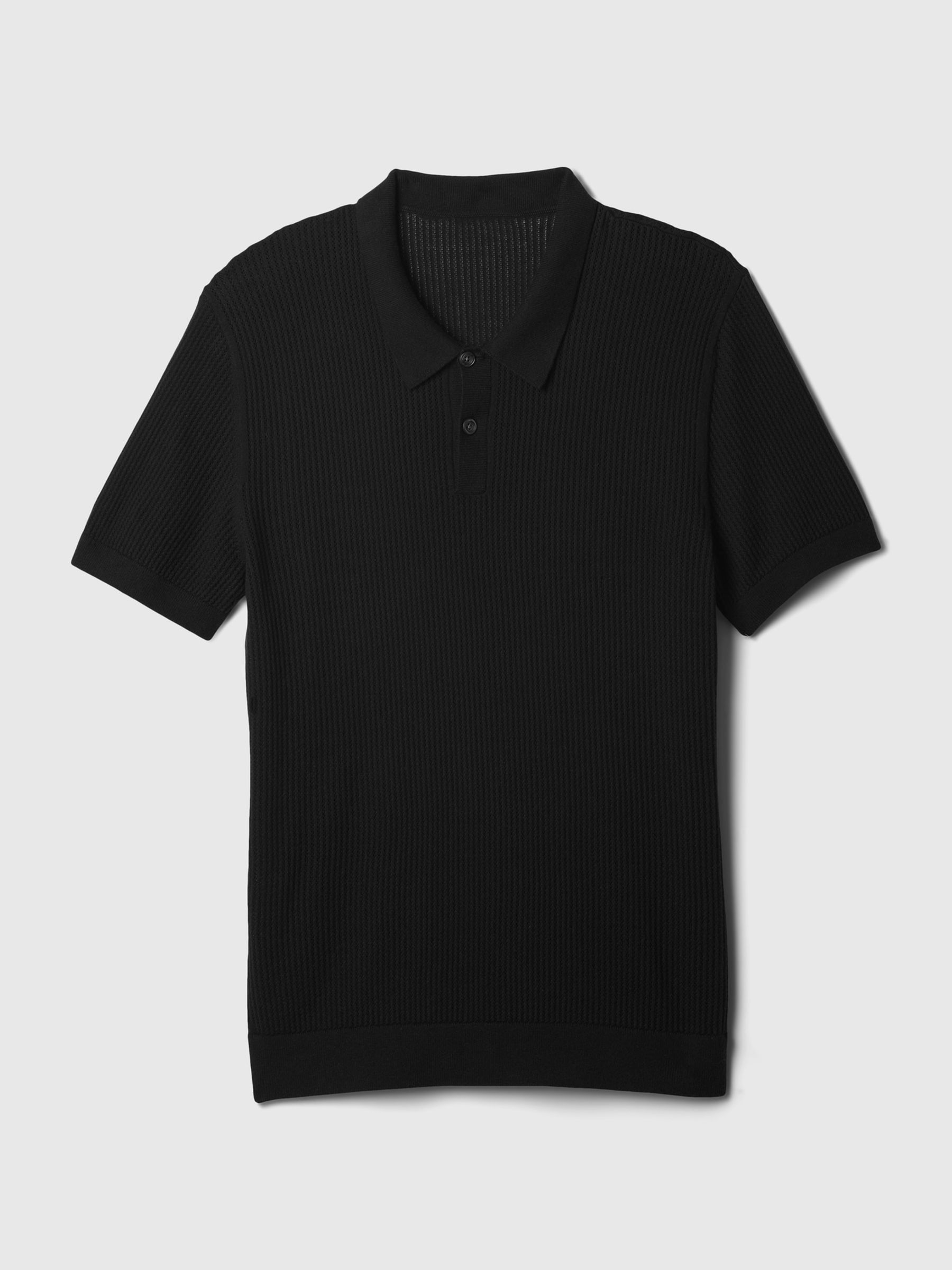 Black Textured Short Sleeve Polo Shirt - Image 4 of 4